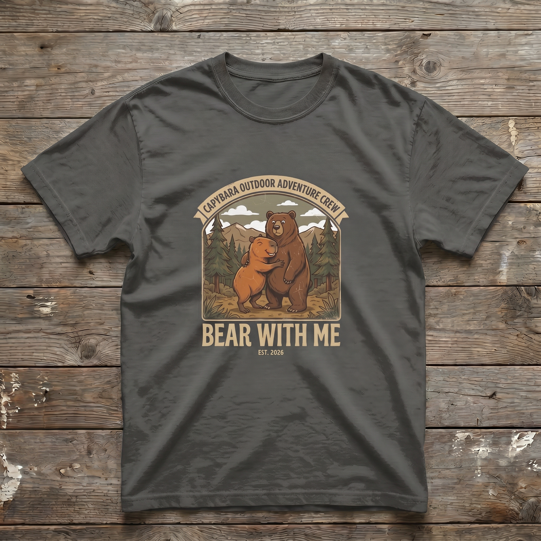 Bear With Me Tee - Charcoal