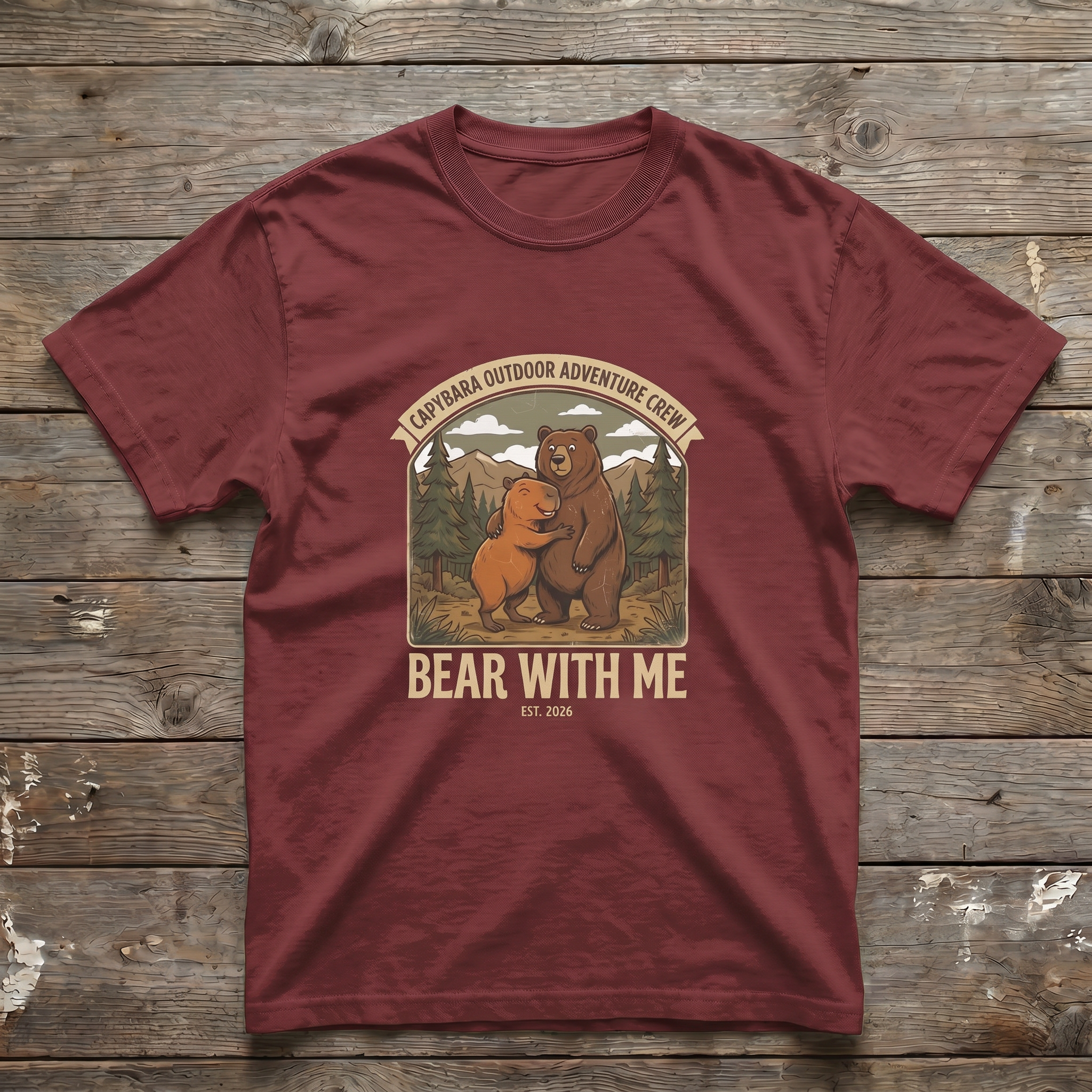 Bear With Me Tee - Maroon