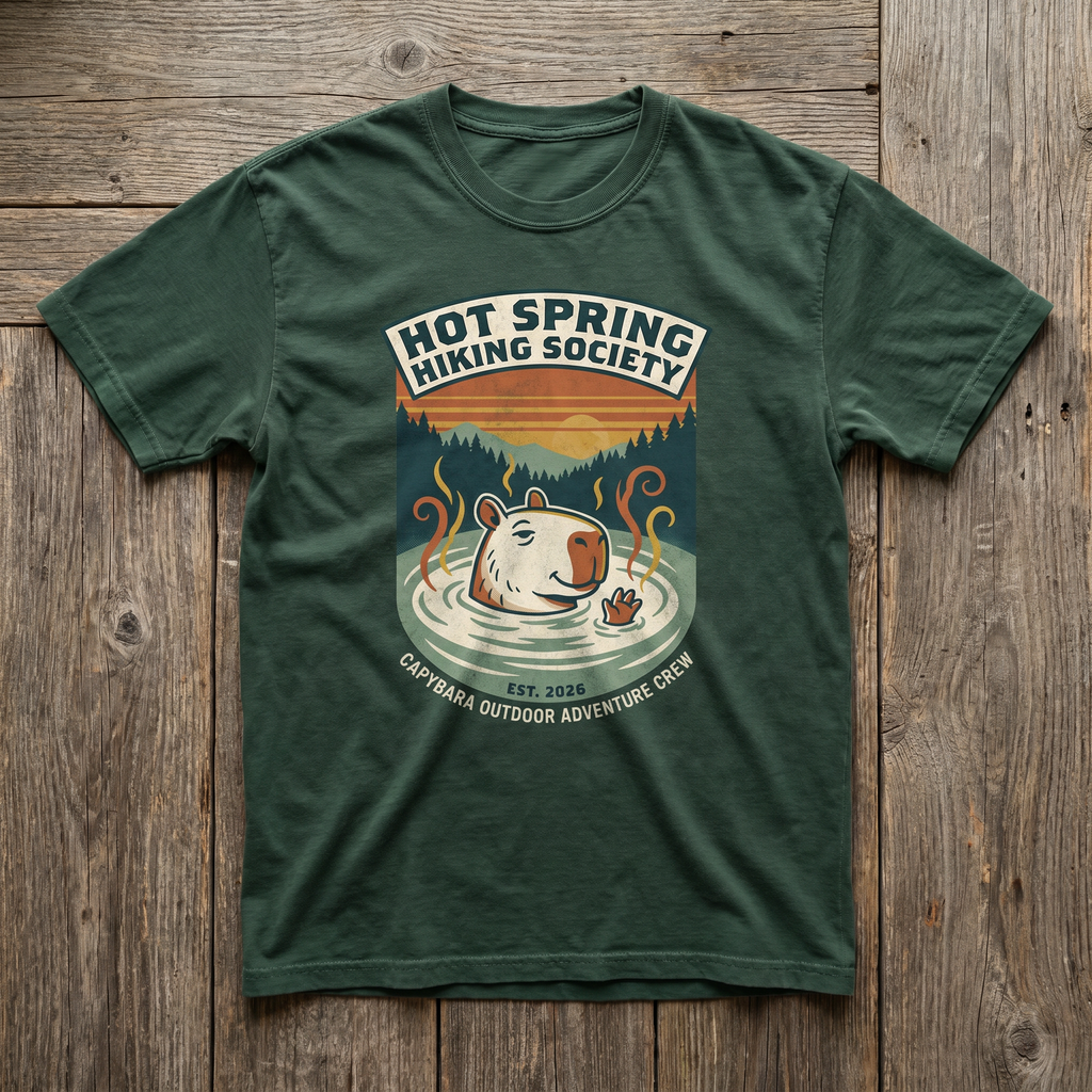 Hot Spring Hiking Society Tee - Forest Green