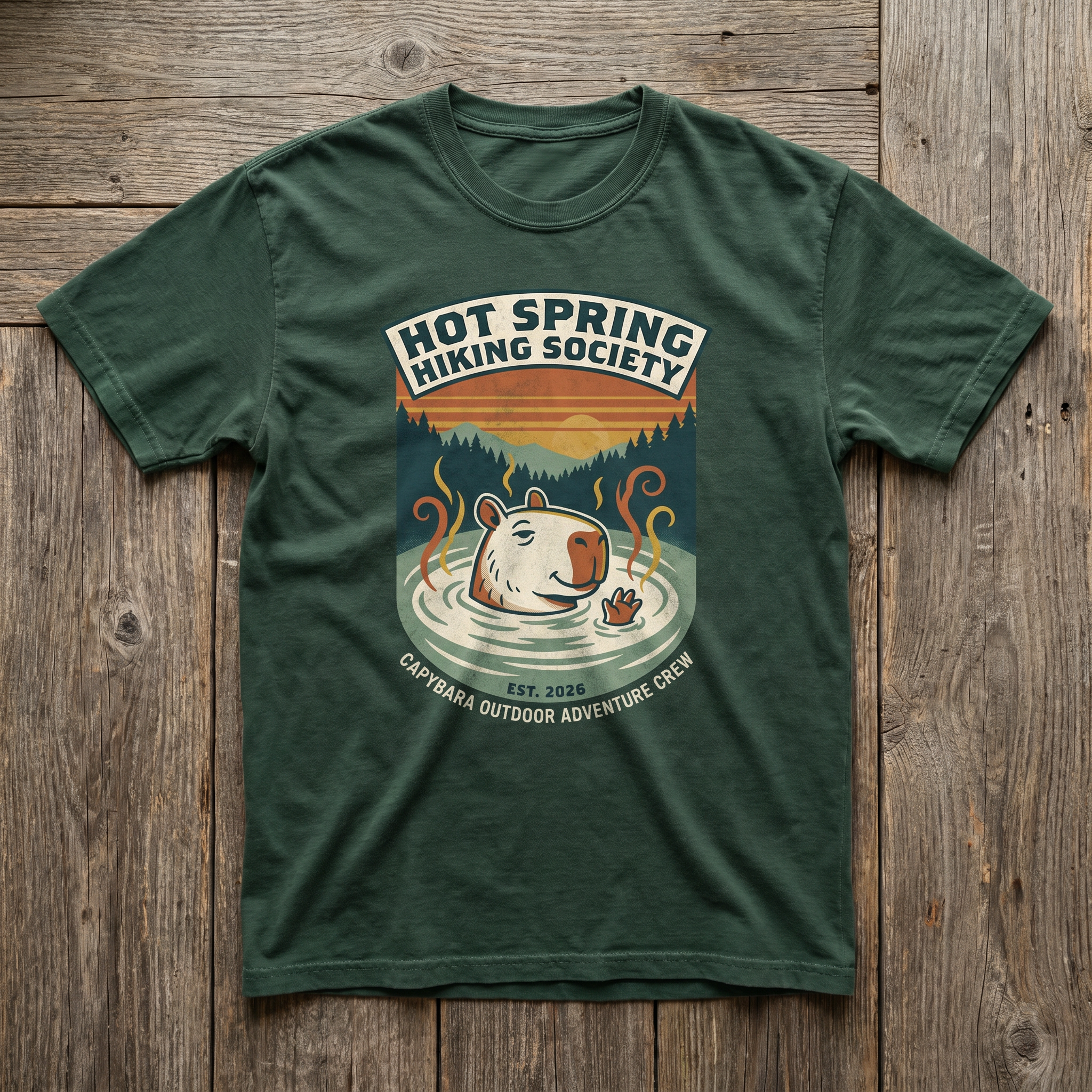 Hot Spring Hiking Society Tee - Forest Green