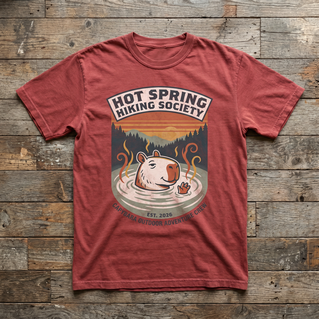 Hot Spring Hiking Society Tee - Heather Red