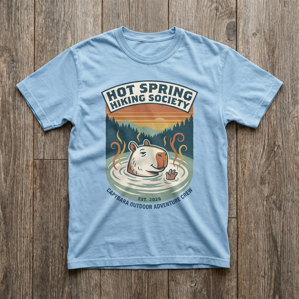 Hot Spring Hiking Society Tee - Light Blue