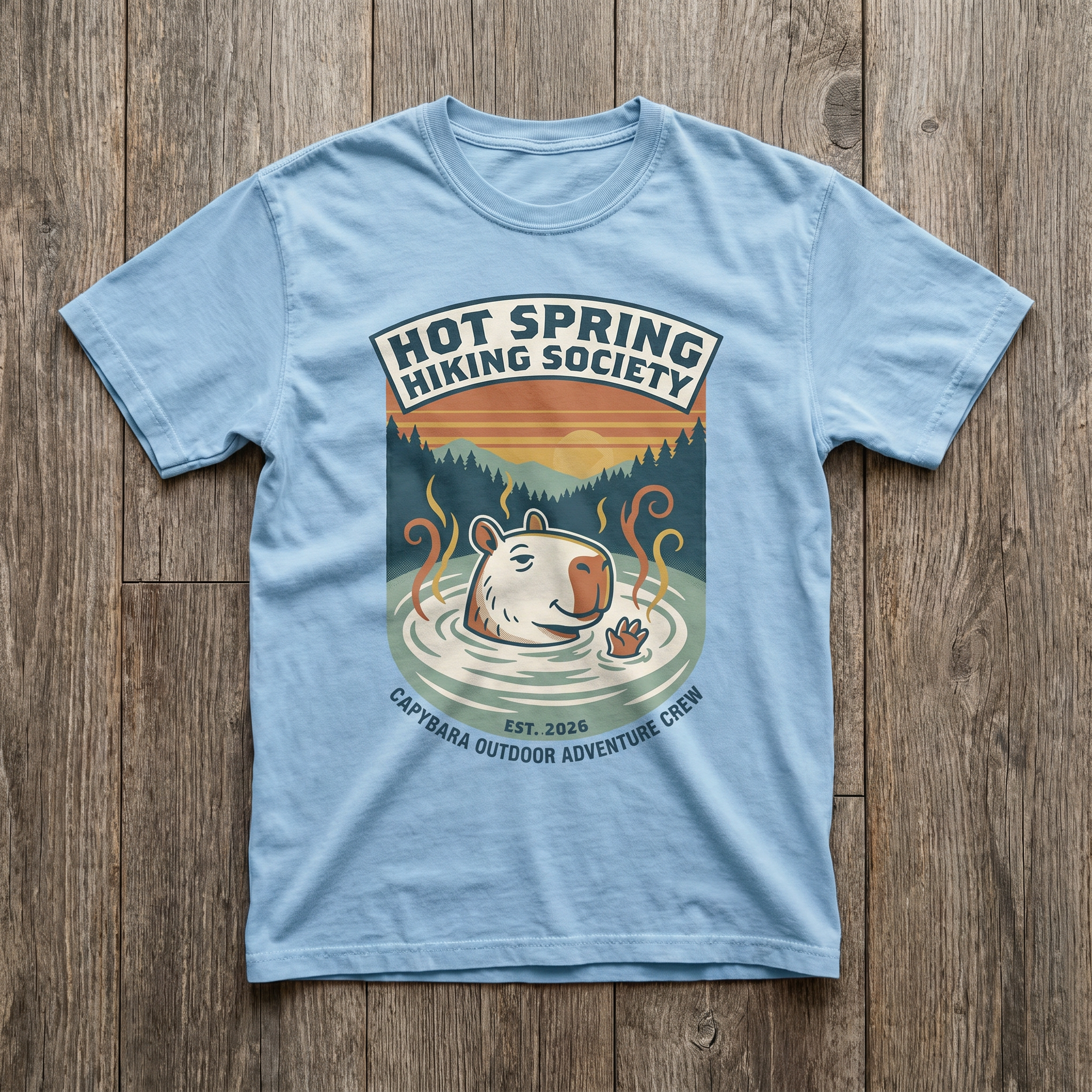 Hot Spring Hiking Society Tee - Light Blue