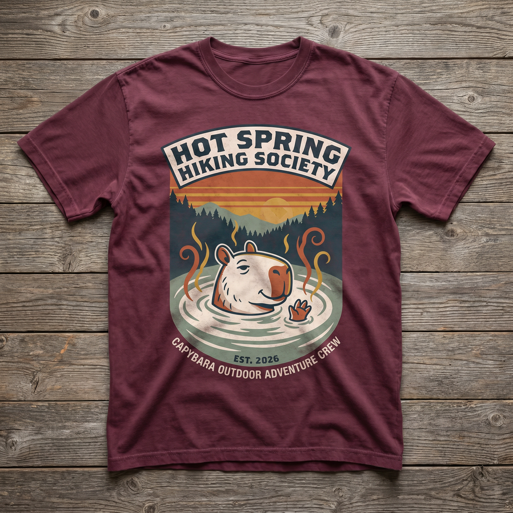 Hot Spring Hiking Society Tee - Maroon
