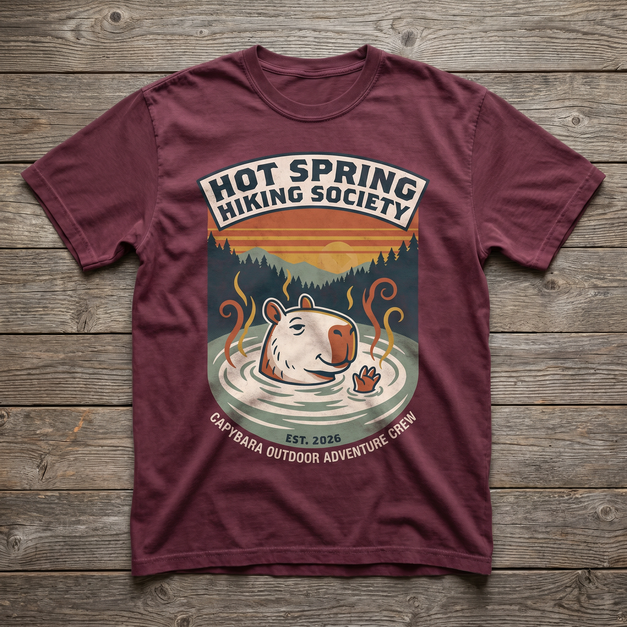 Hot Spring Hiking Society Tee - Maroon