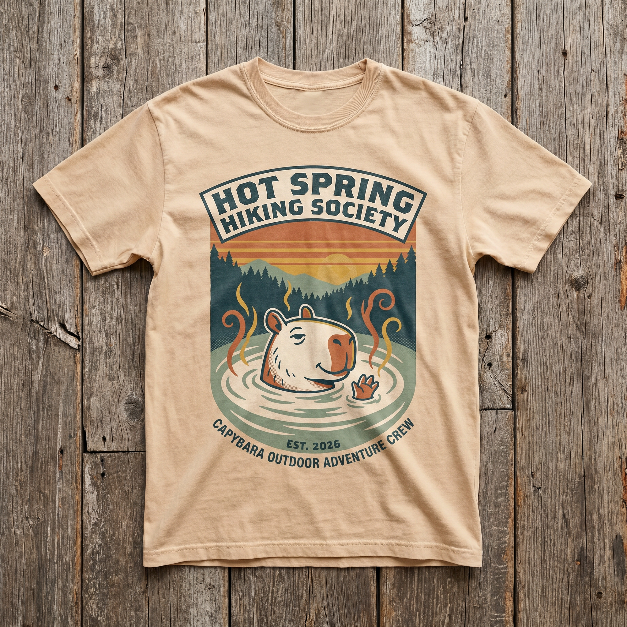 Hot Spring Hiking Society Tee - Natural