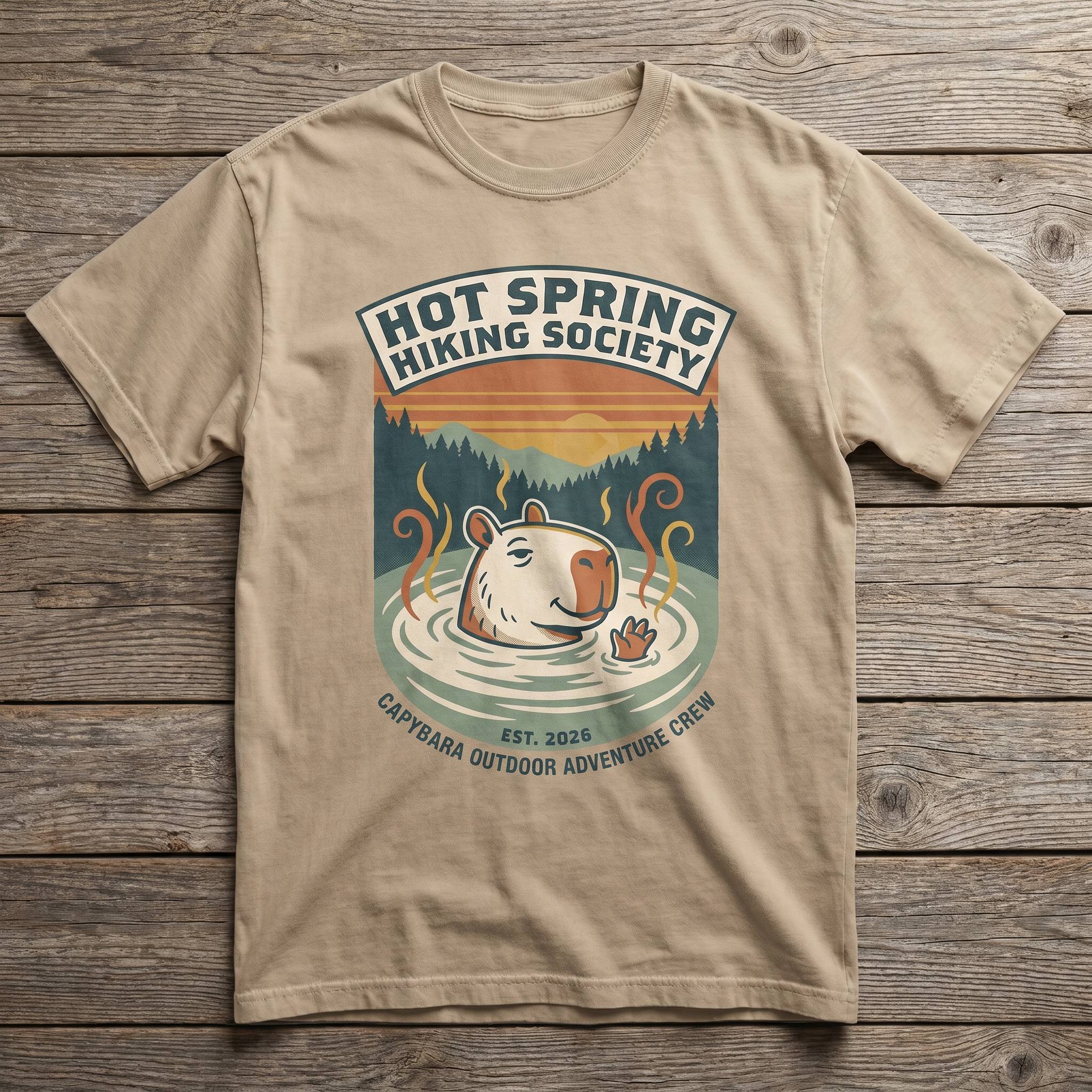 Hot Spring Hiking Society Tee - Sand