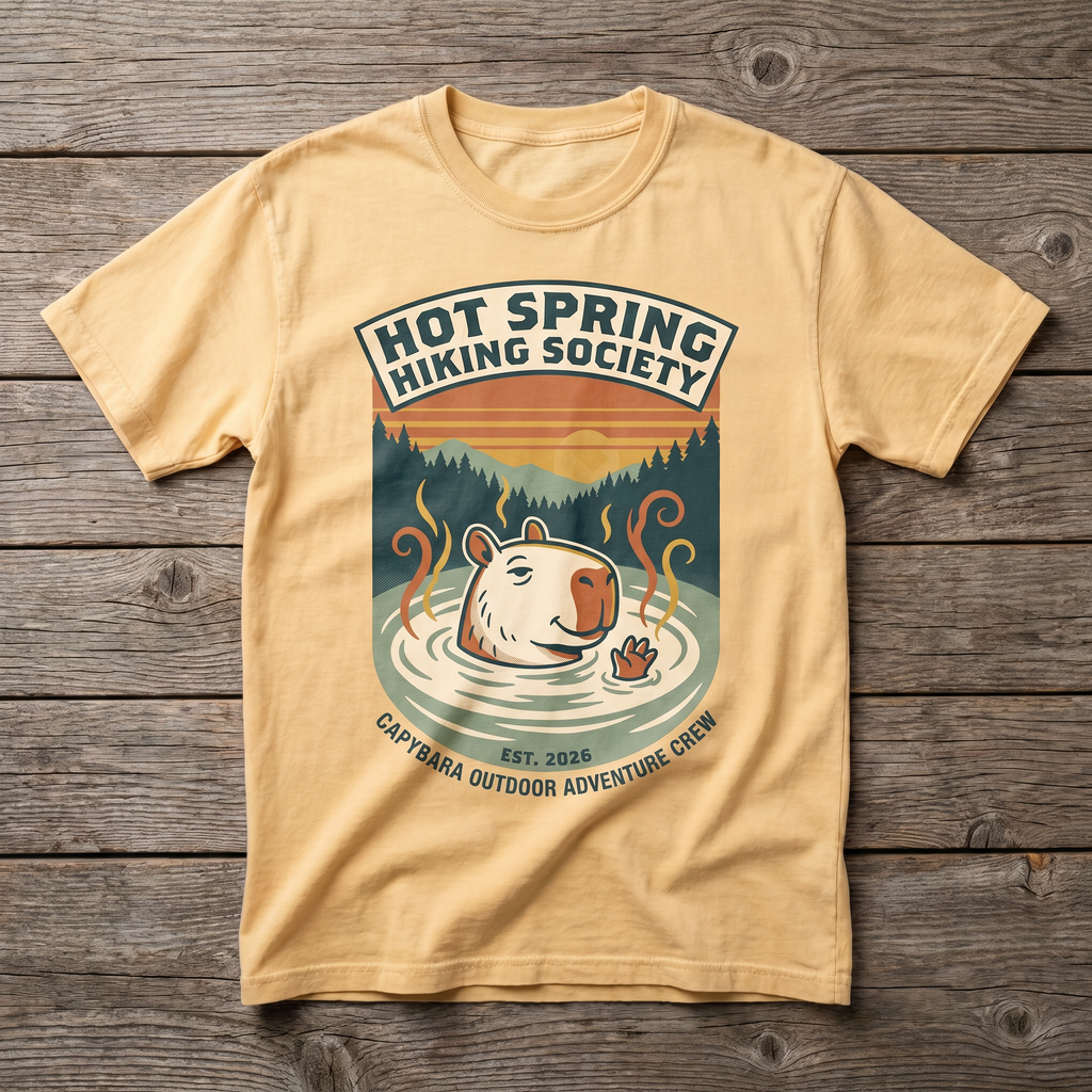 Hot Spring Hiking Society Tee - Vegas Gold