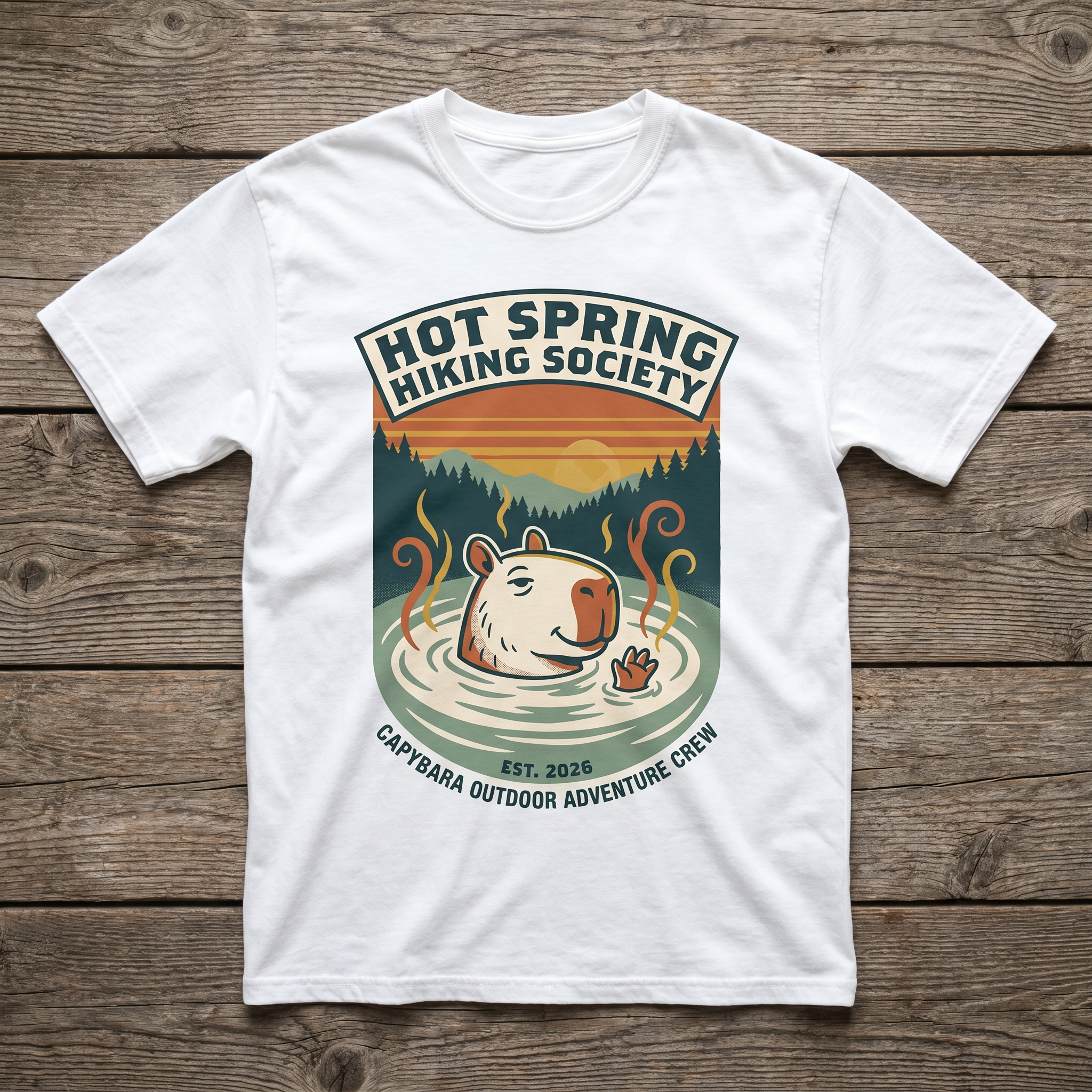 Hot Spring Hiking Society Tee - White