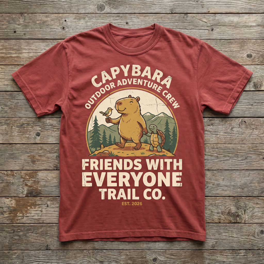 Friends With Everyone Trail Co. Tee - Heather Red