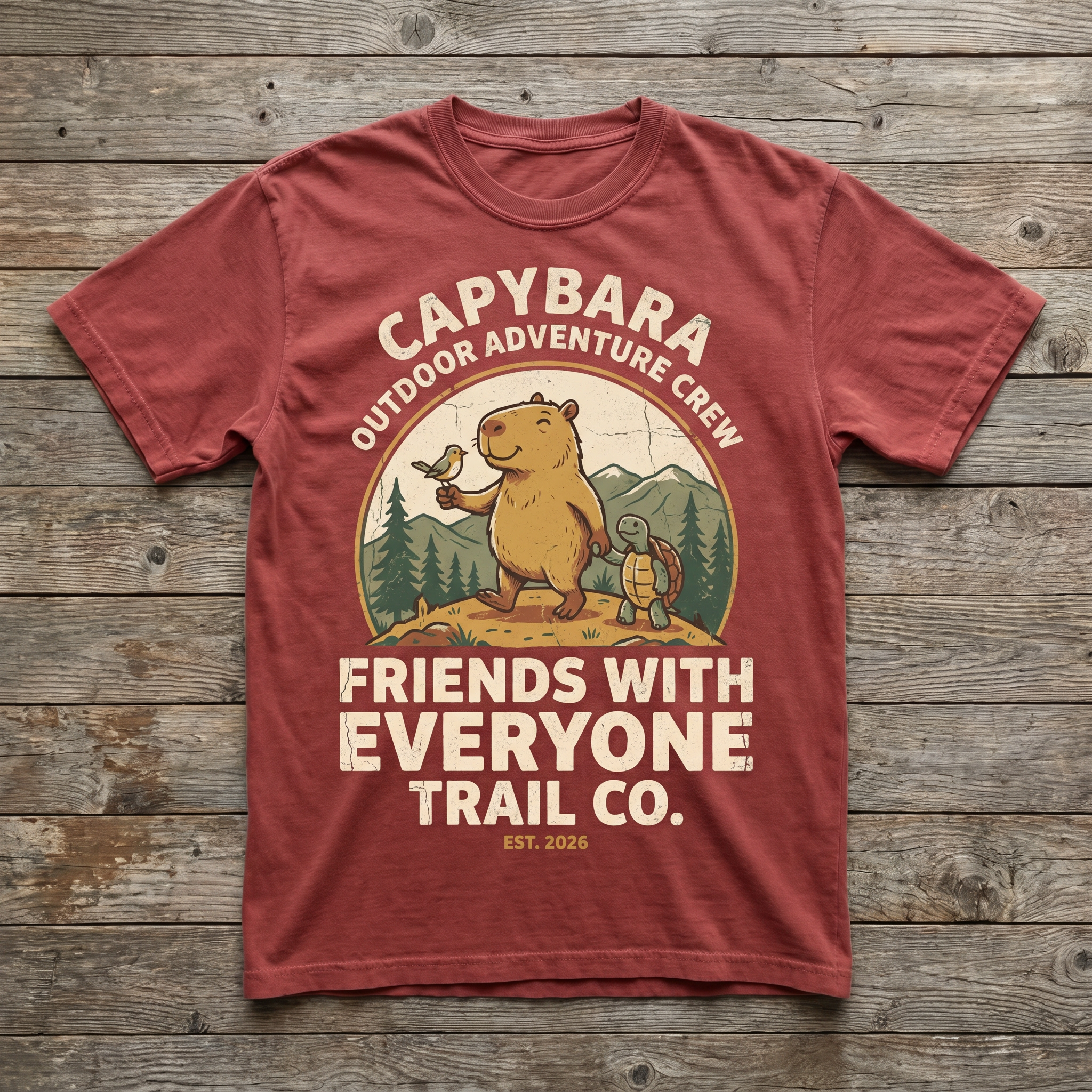 Friends With Everyone Trail Co. Tee - Heather Red