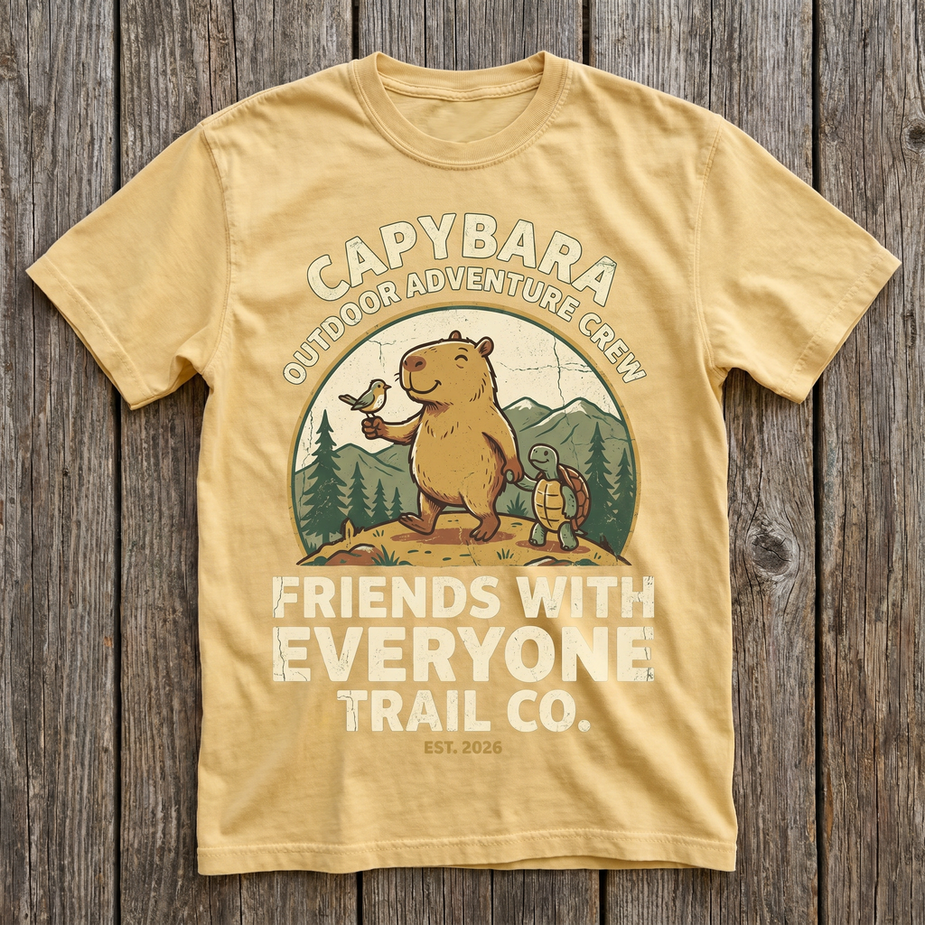 Friends With Everyone Trail Co. Tee - Vegas Gold
