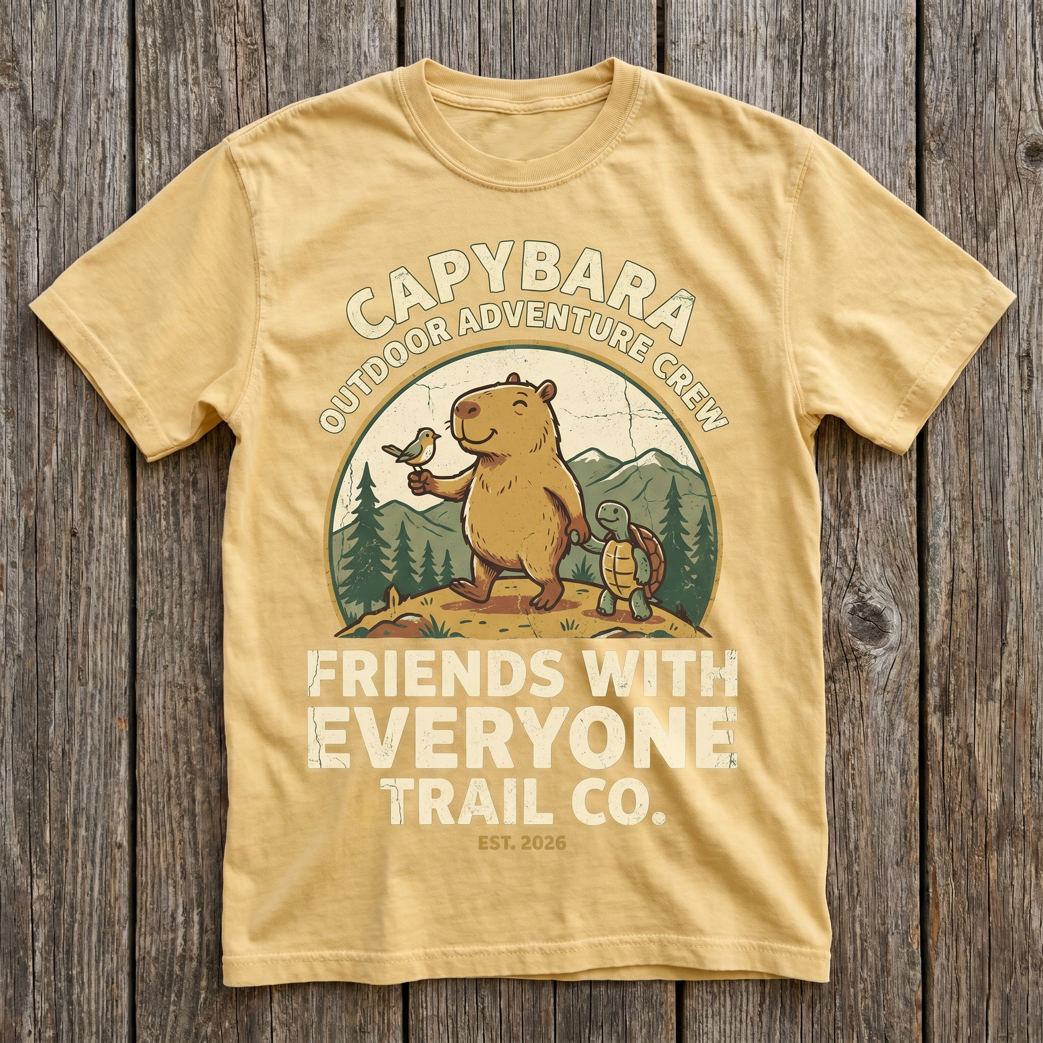 Friends With Everyone Trail Co. Tee - Vegas Gold