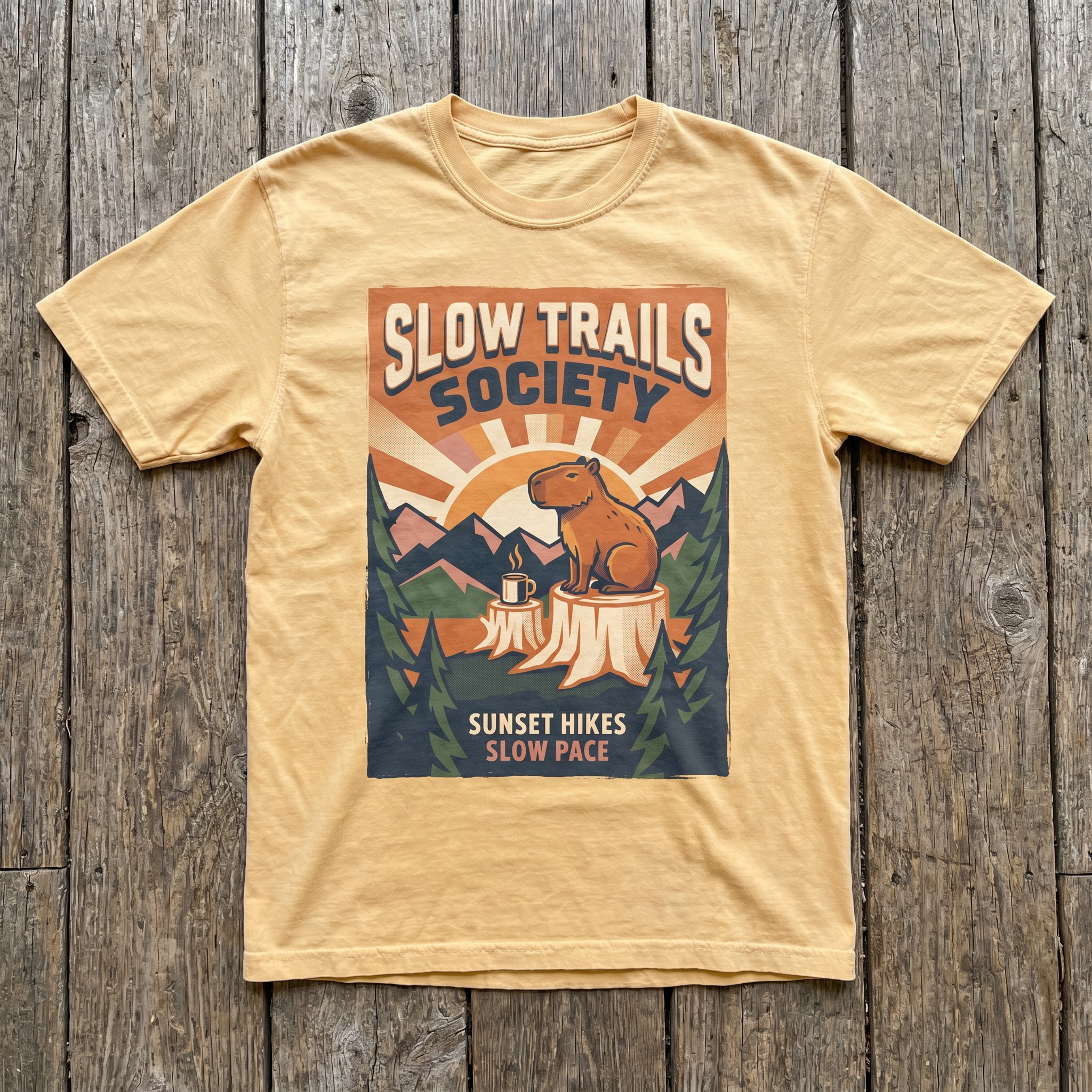 Slow Trails Society Crewneck - Vegas Gold