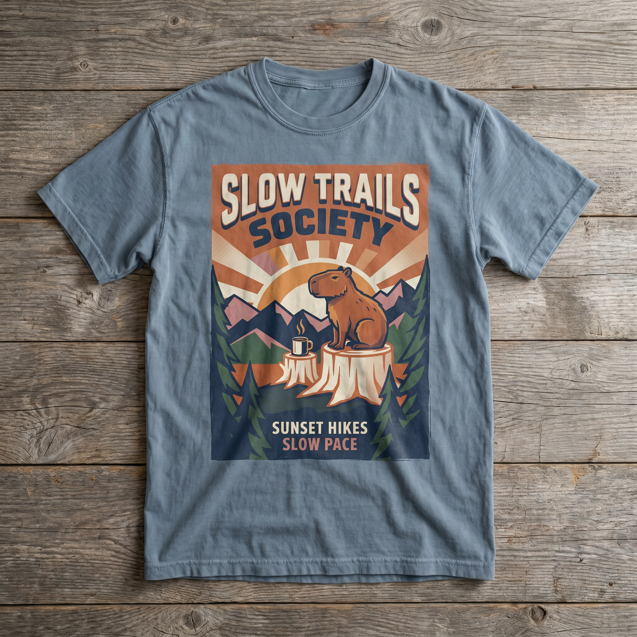 Slow Trails Society Crewneck - Stone Blue