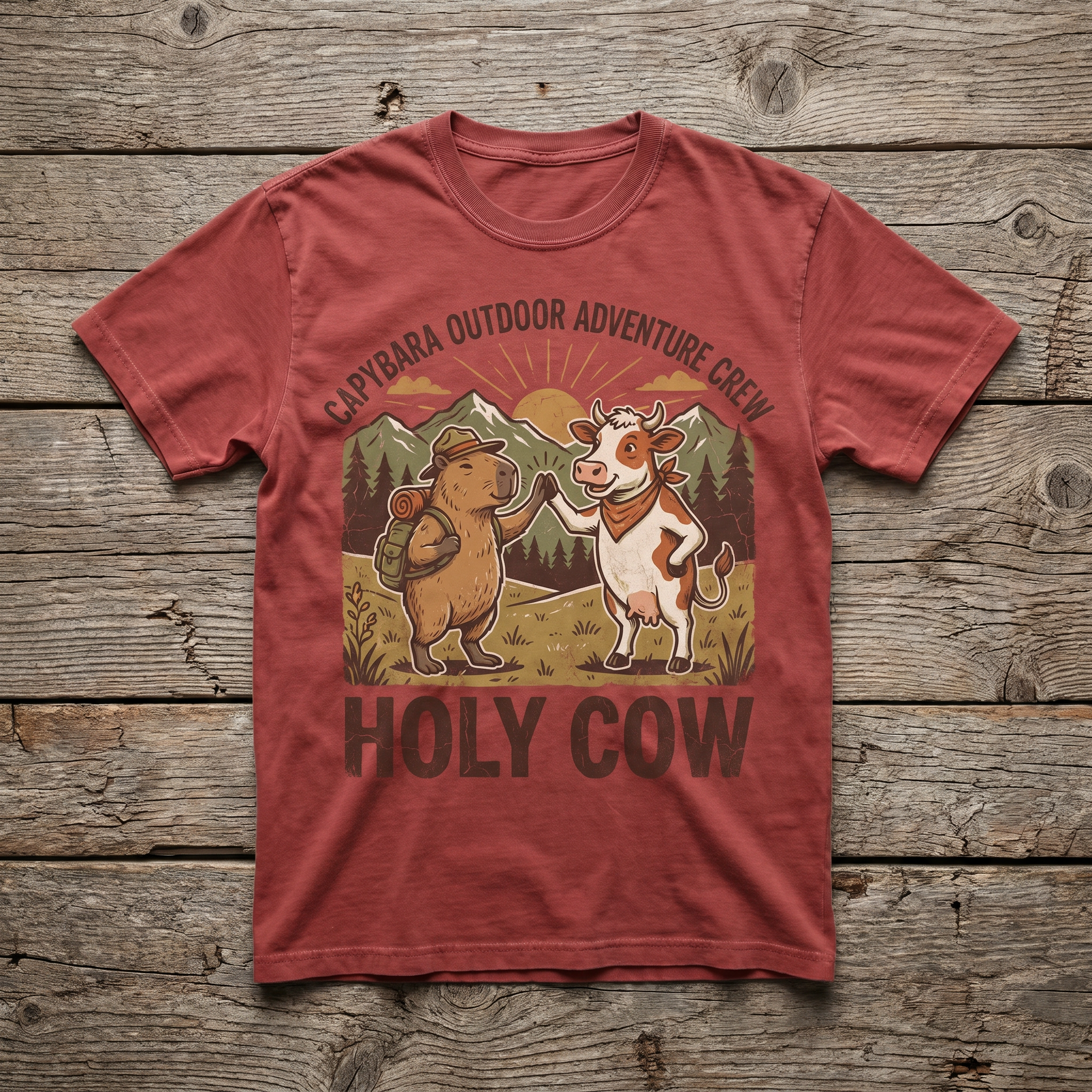 Holy Cow Tee - Heather Red