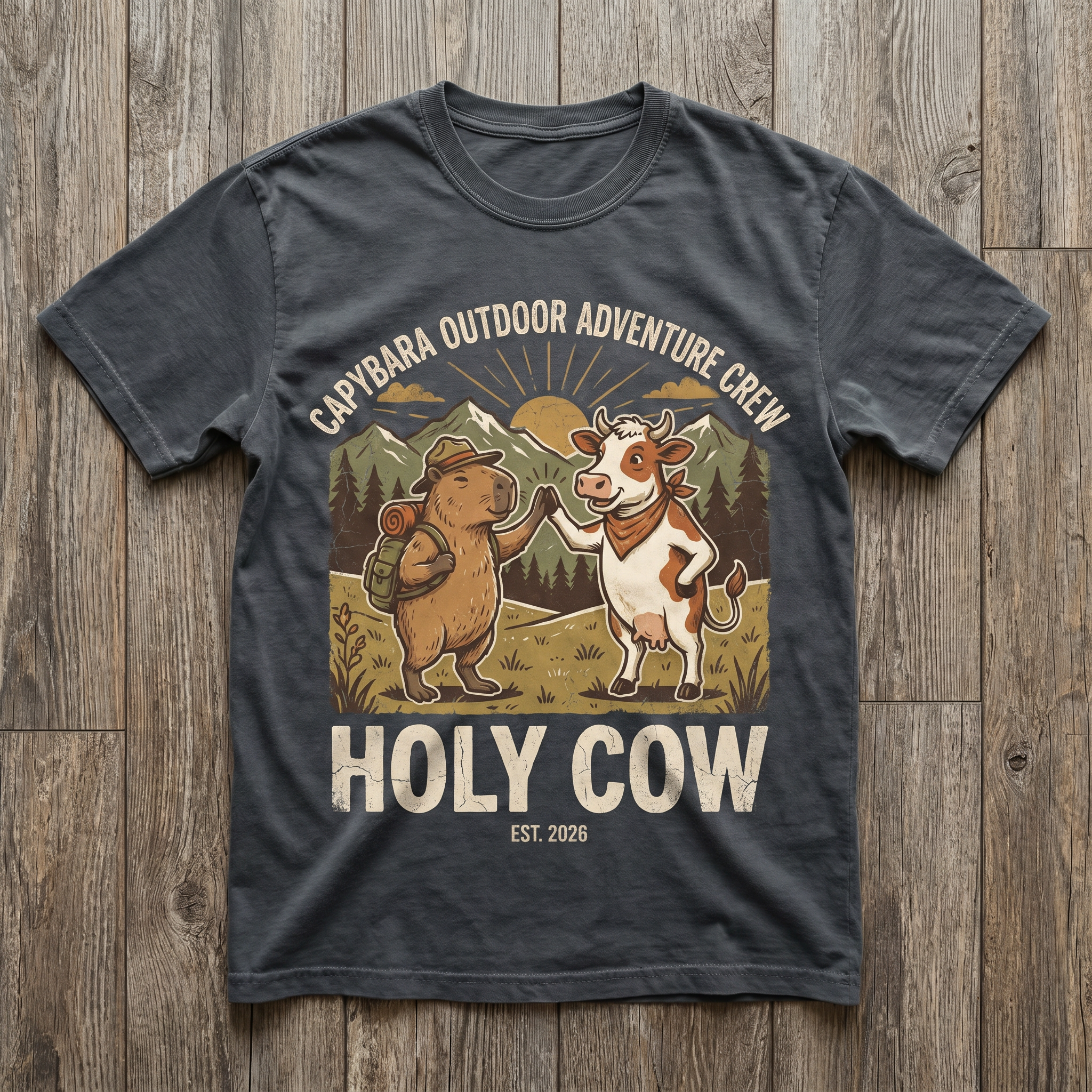 Holy Cow Tee - Charcoal