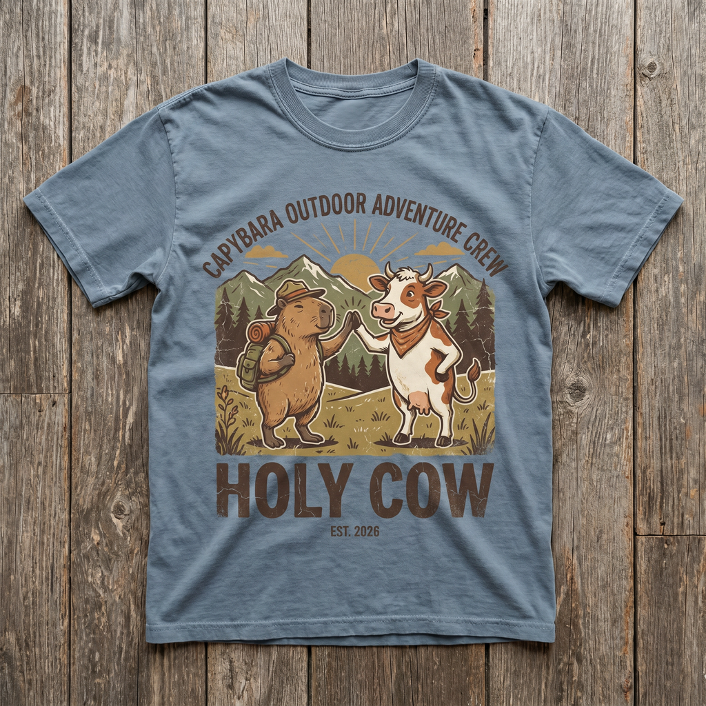 Holy Cow Tee - Stone Blue