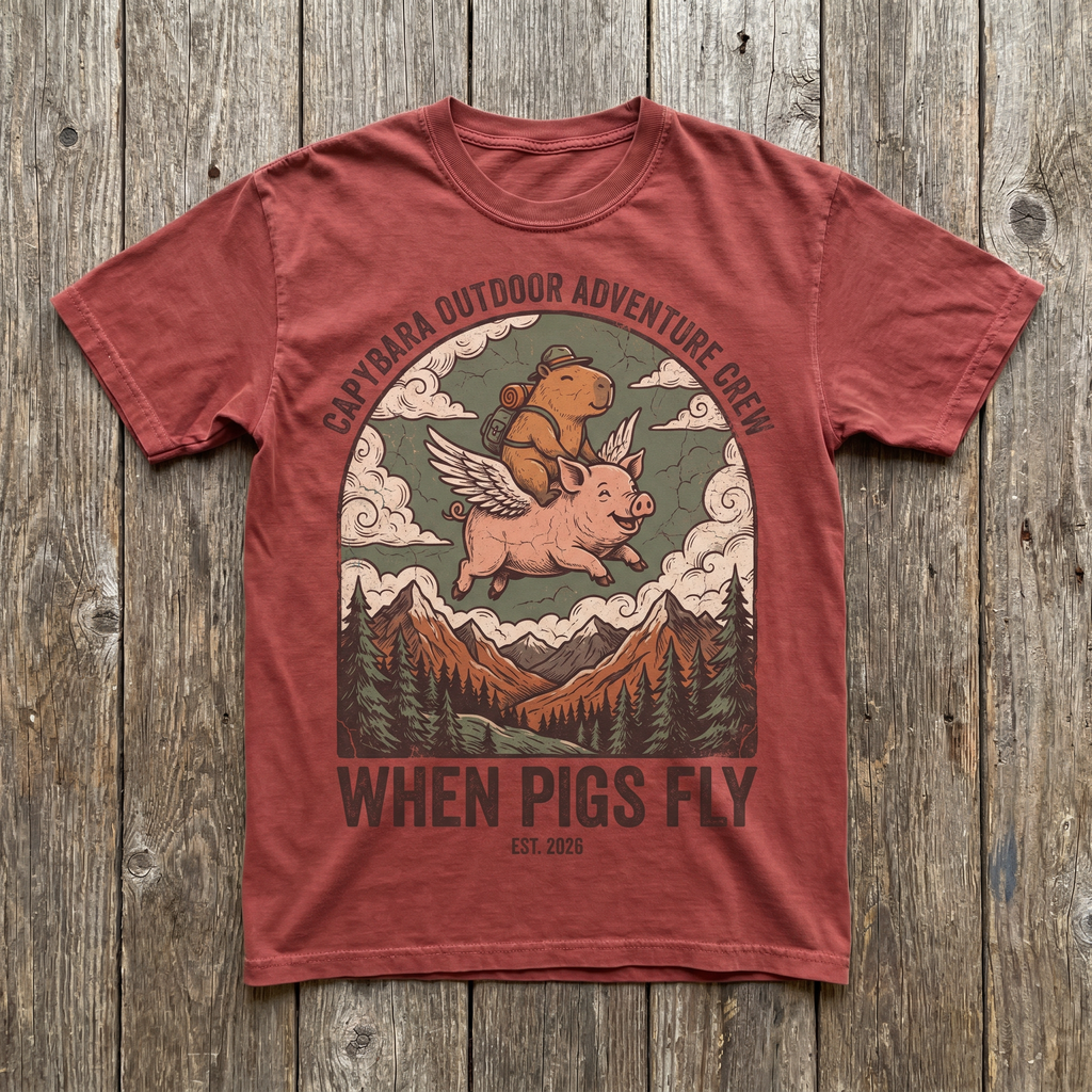 When Pigs Fly Tee - Heather Red