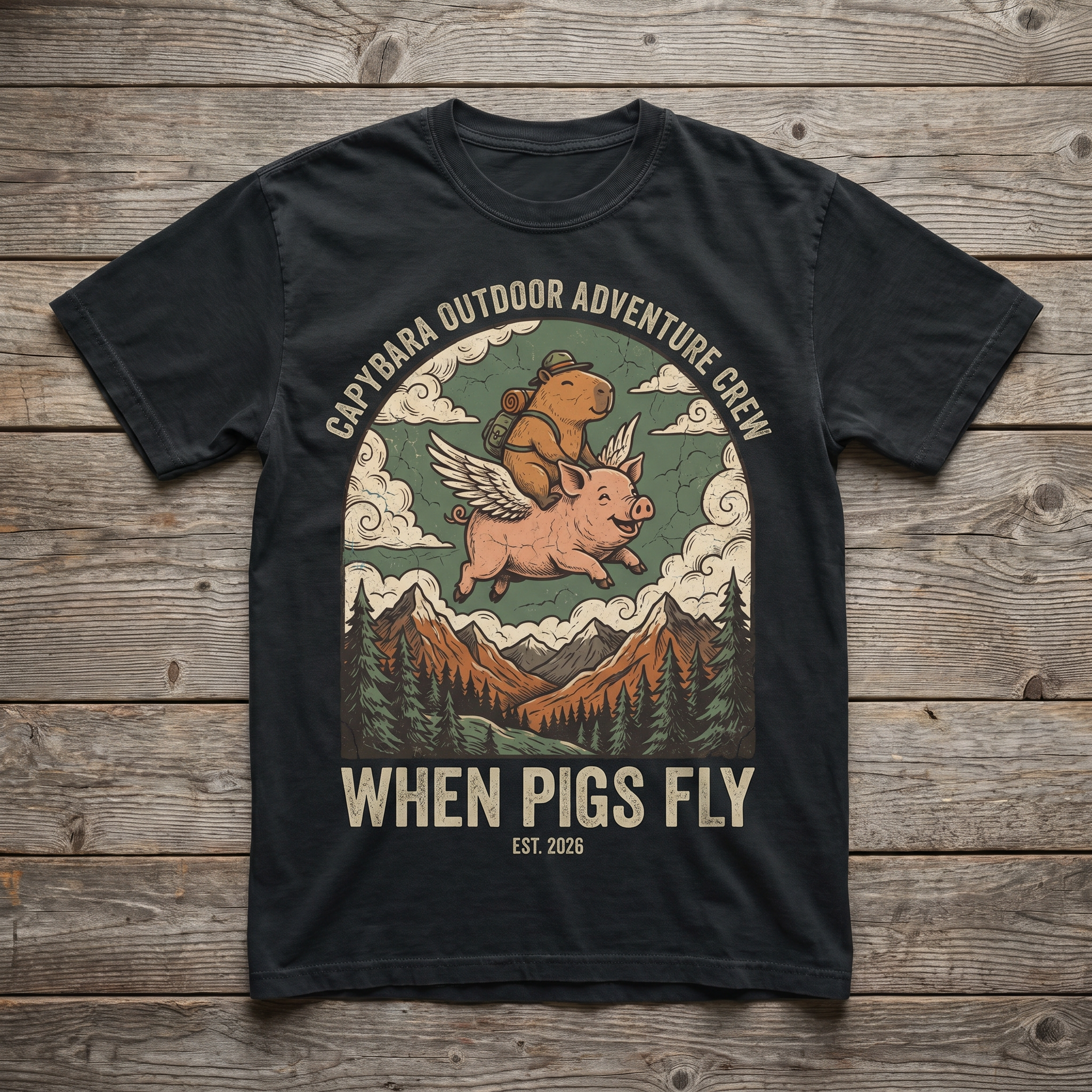When Pigs Fly Tee - Black