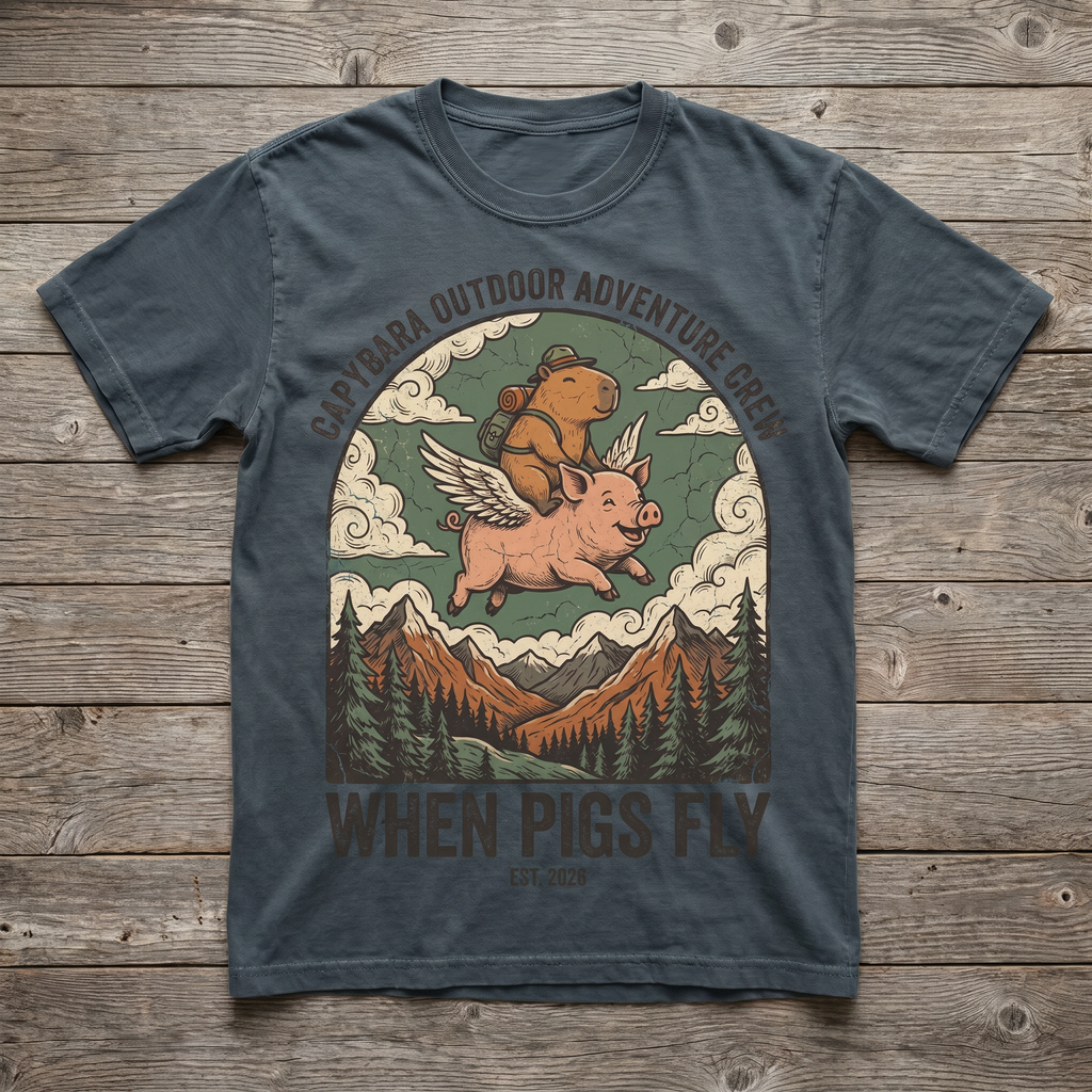 When Pigs Fly Tee - Charcoal