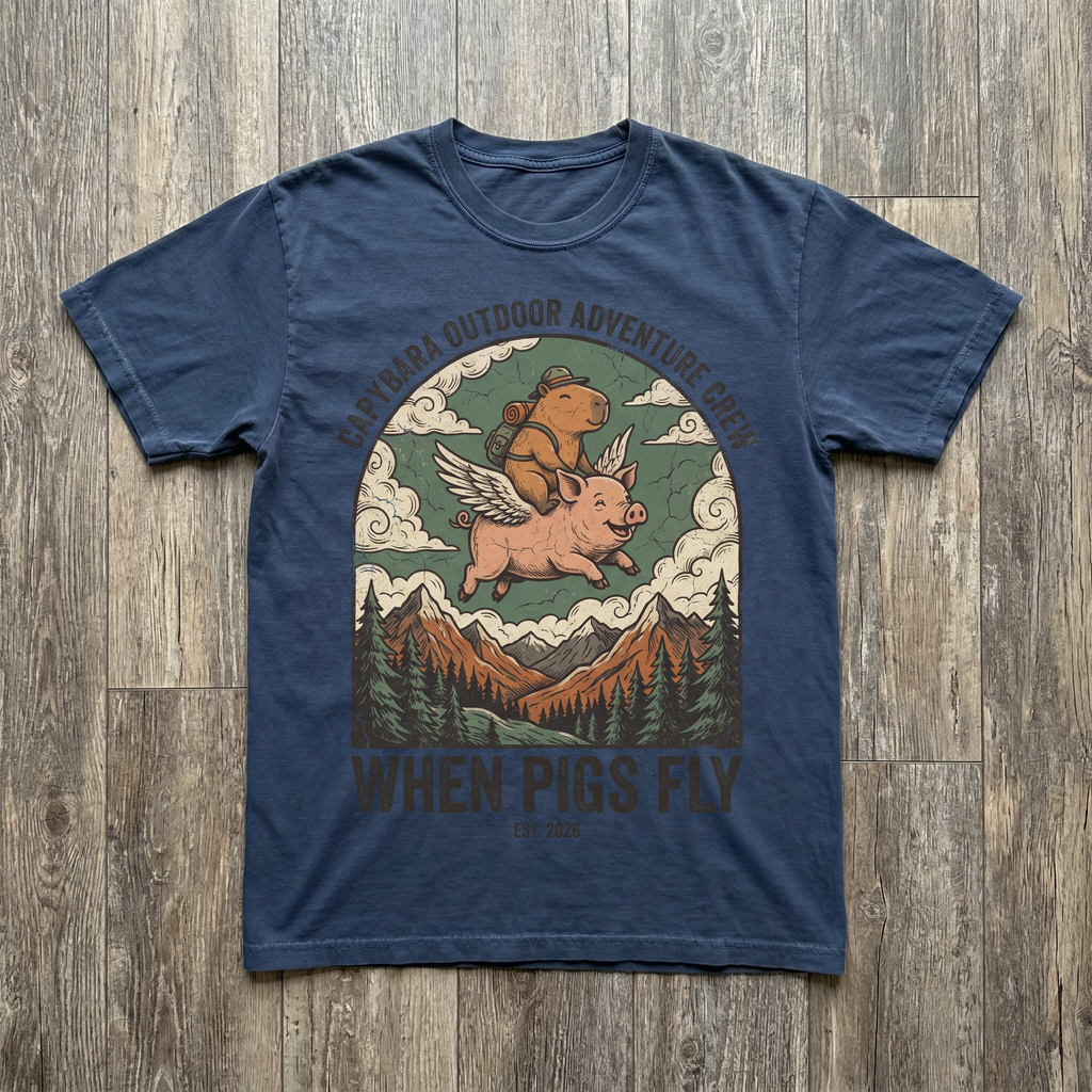 When Pigs Fly Tee - Navy