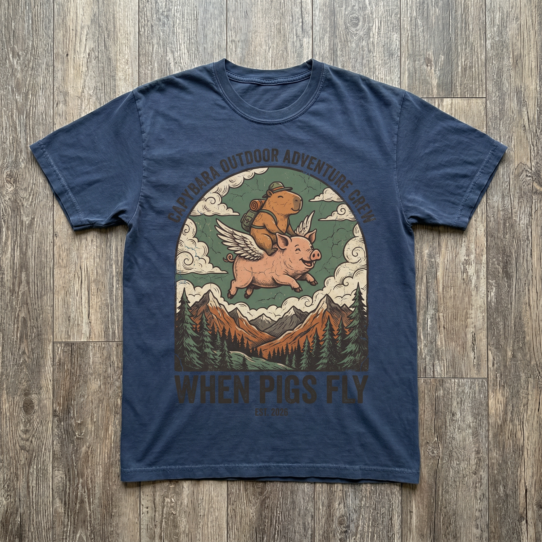 When Pigs Fly Tee - Navy