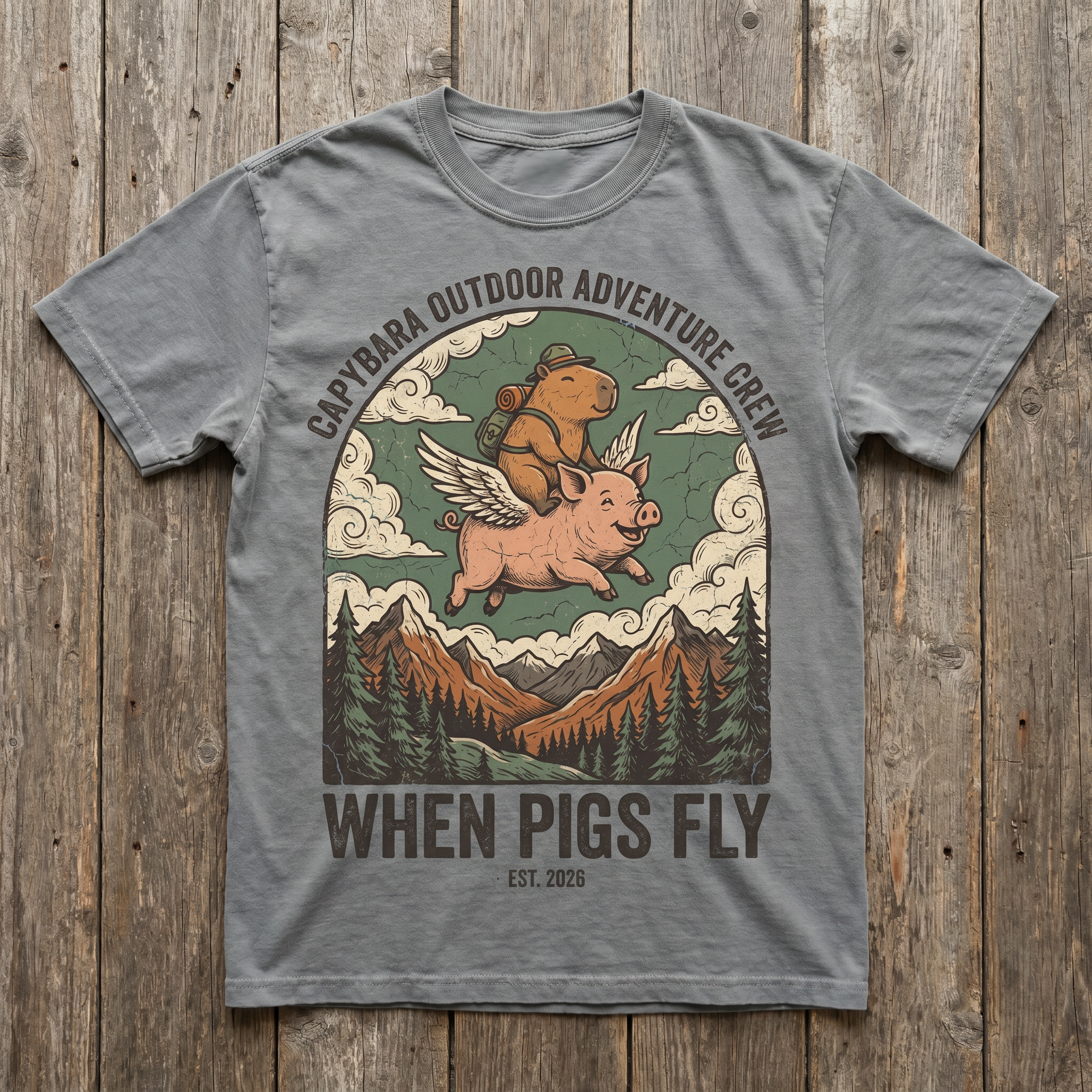 When Pigs Fly Tee - Sport Grey