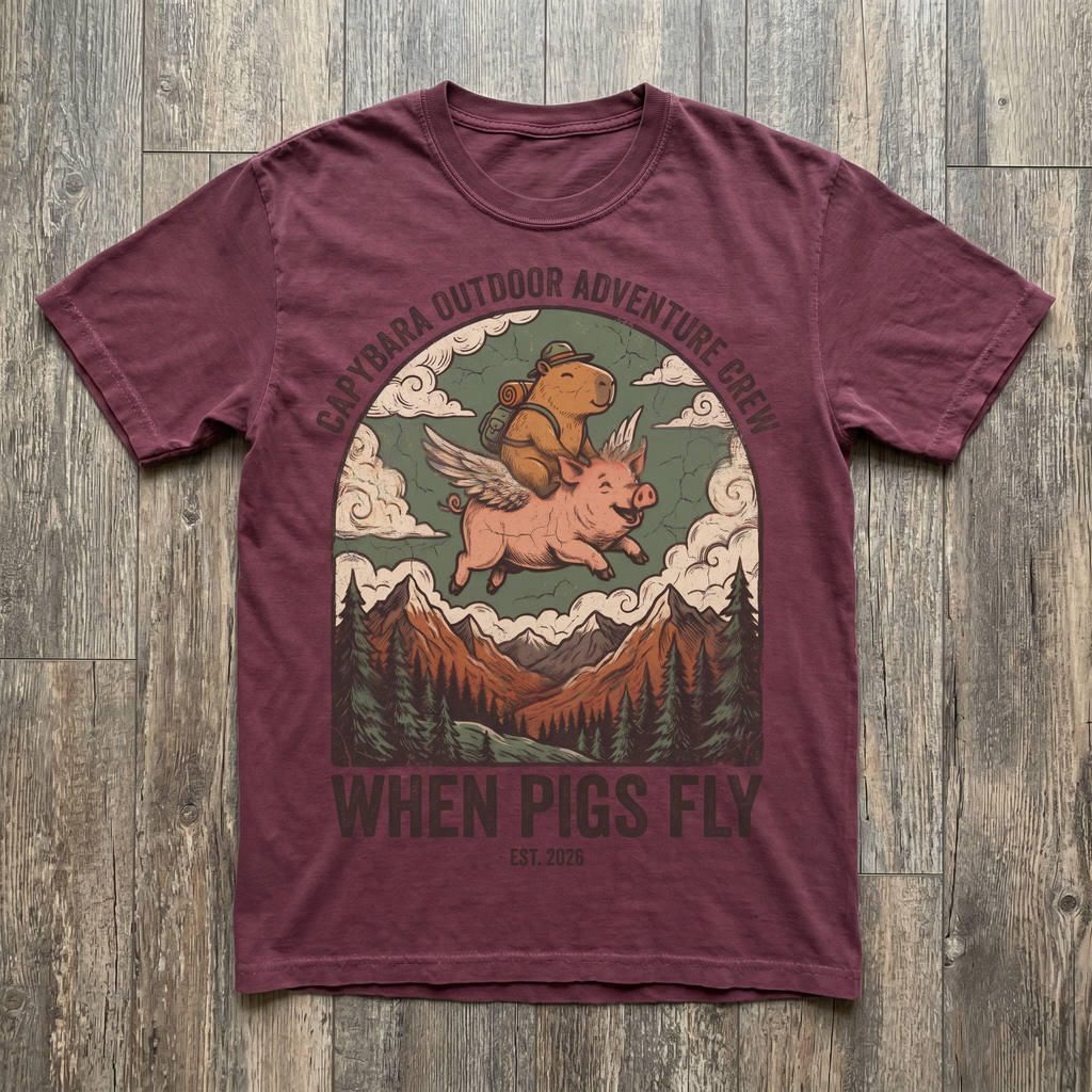When Pigs Fly Tee - Maroon