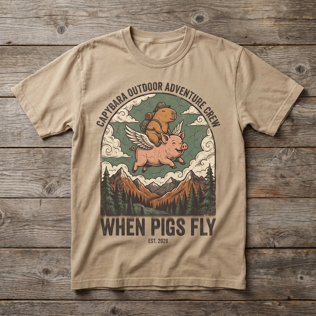 When Pigs Fly Tee - Sand