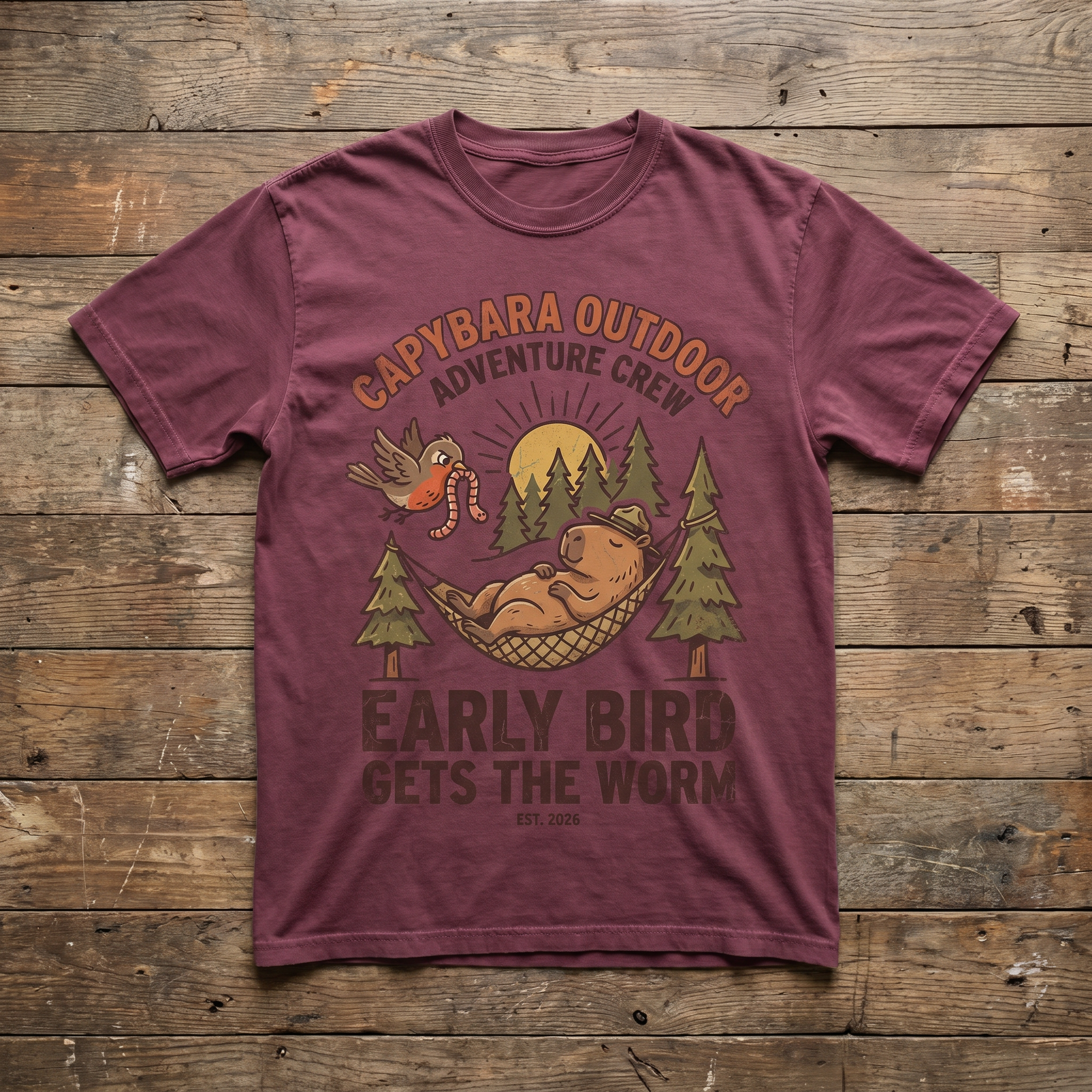 Early Bird Gets The Worm Tee - Maroon