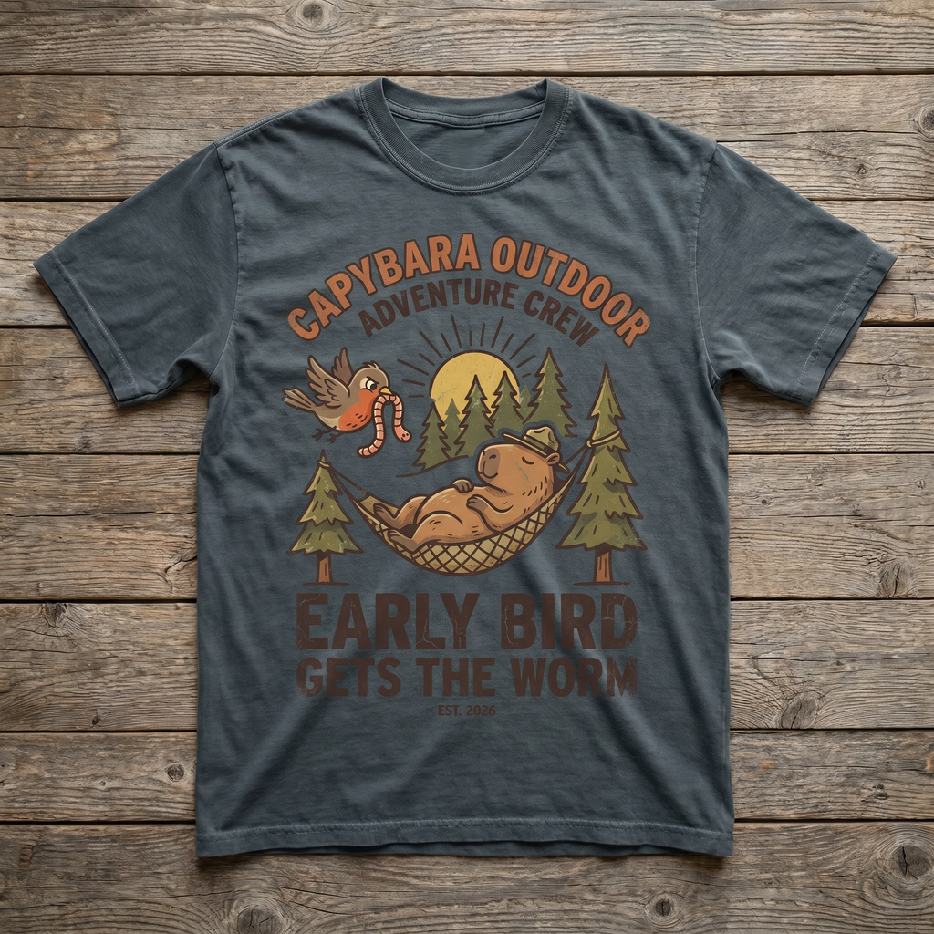 Early Bird Gets The Worm Tee - Charcoal