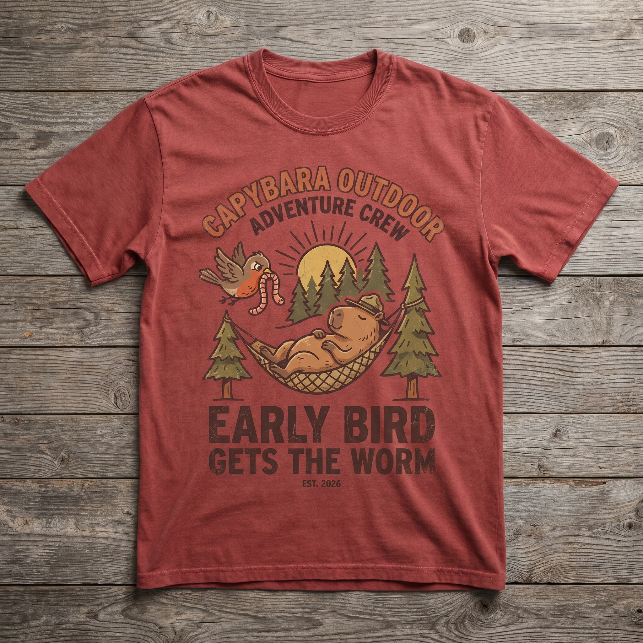 Early Bird Gets The Worm Tee - Heather Red