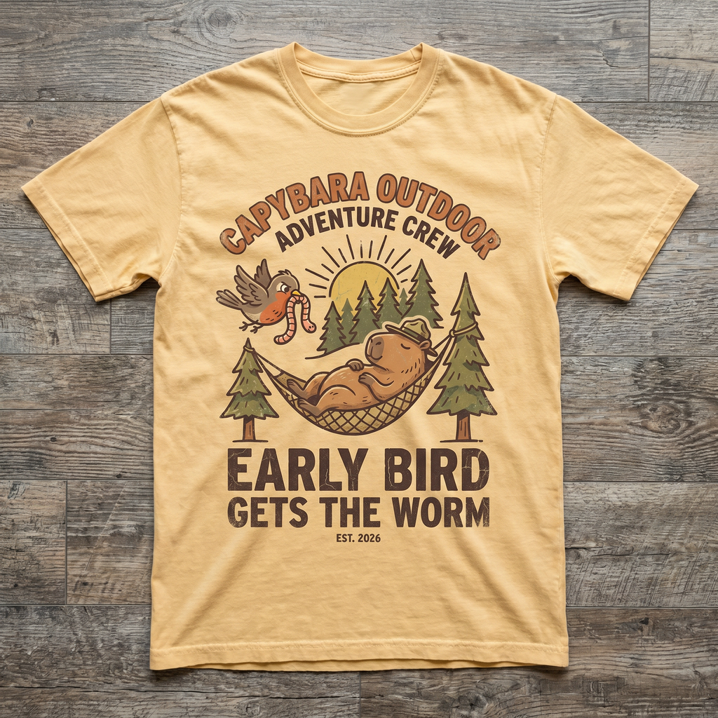 Early Bird Gets The Worm Tee - Vegas Gold