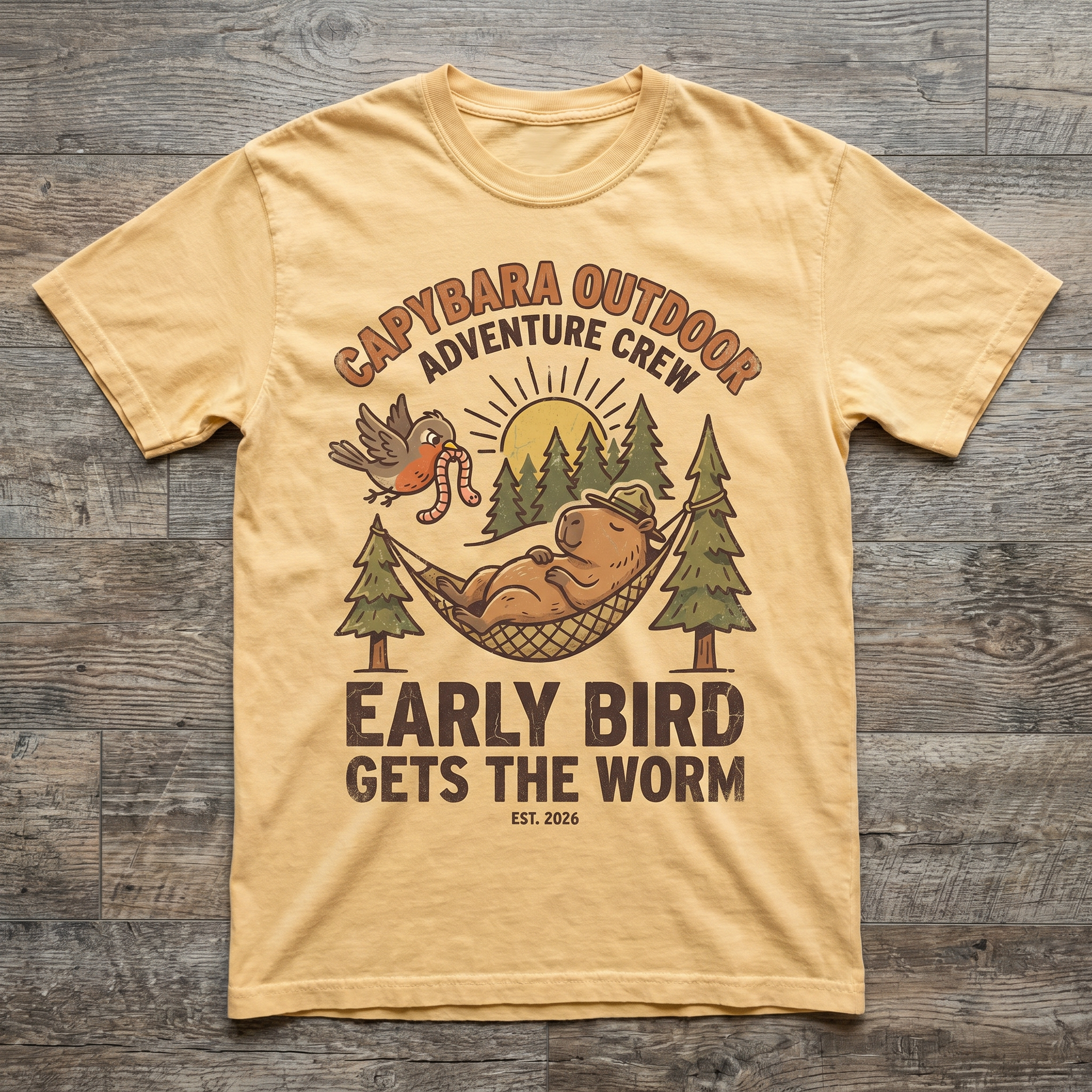 Early Bird Gets The Worm Tee - Vegas Gold