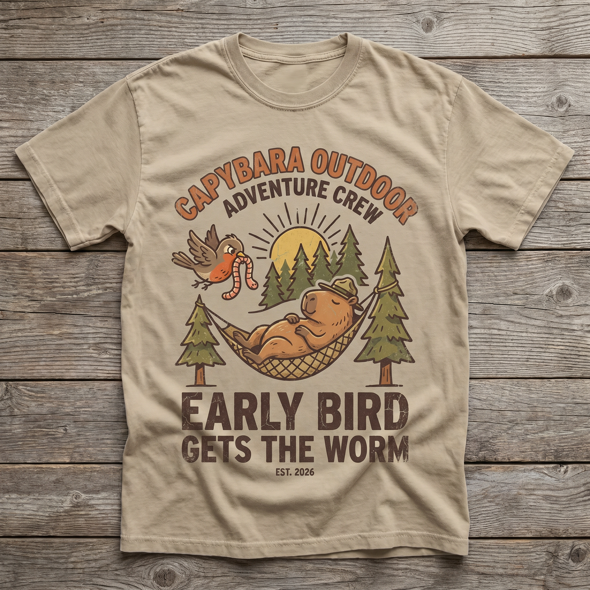 Early Bird Gets The Worm Tee - Sand