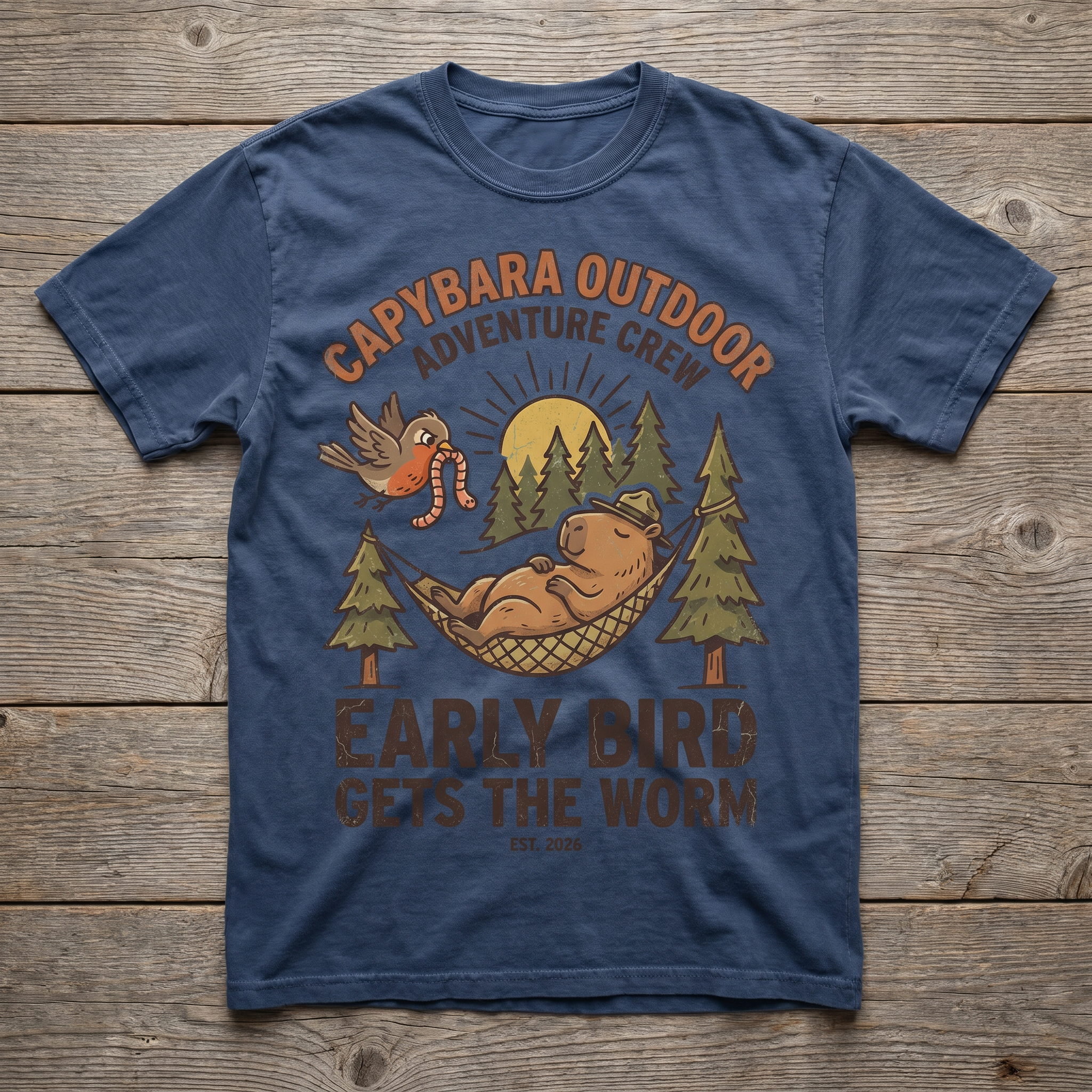 Early Bird Gets The Worm Tee - Navy