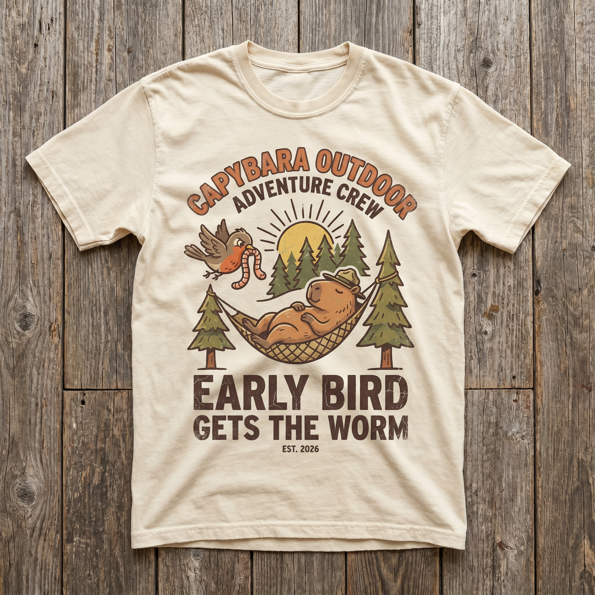 Early Bird Gets The Worm Tee - Natural
