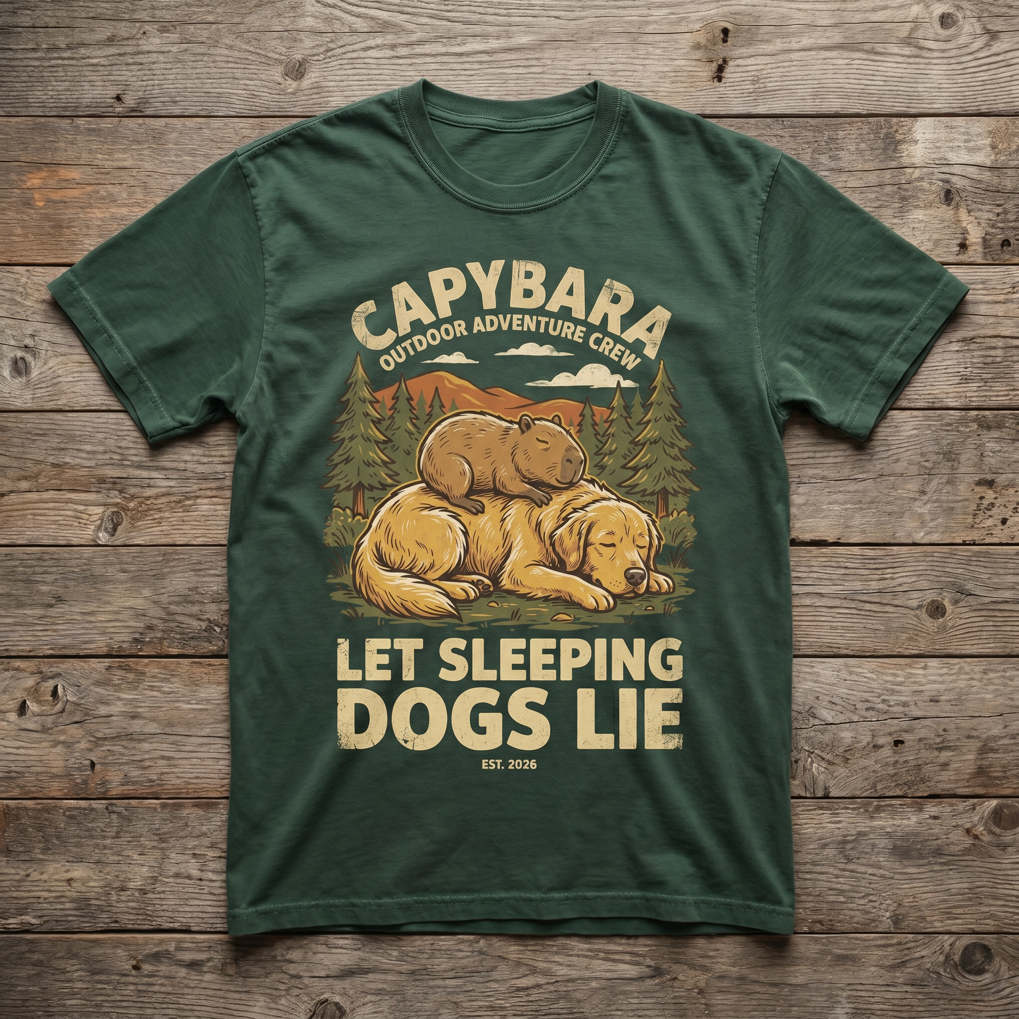Let Sleeping Dogs Lie Tee - Forest Green