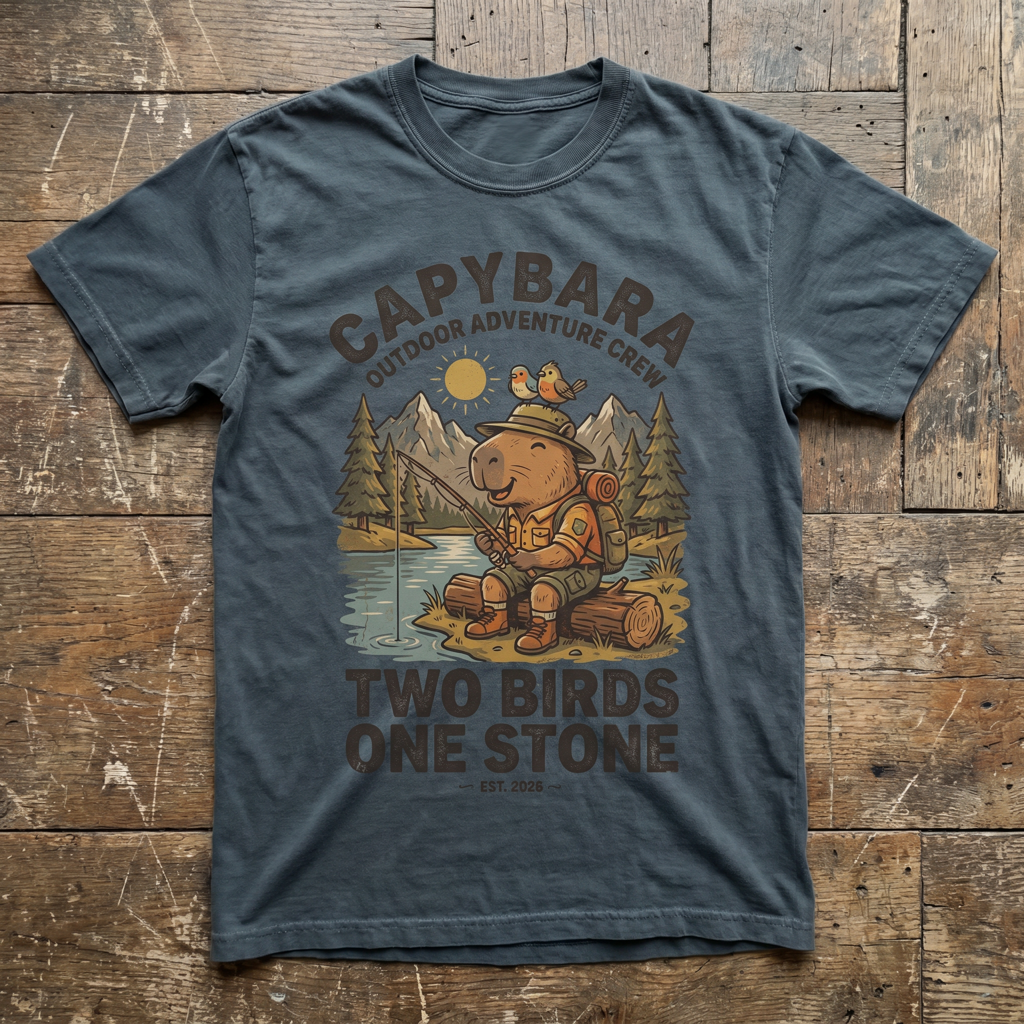 Two Birds One Stone Tee - Charcoal