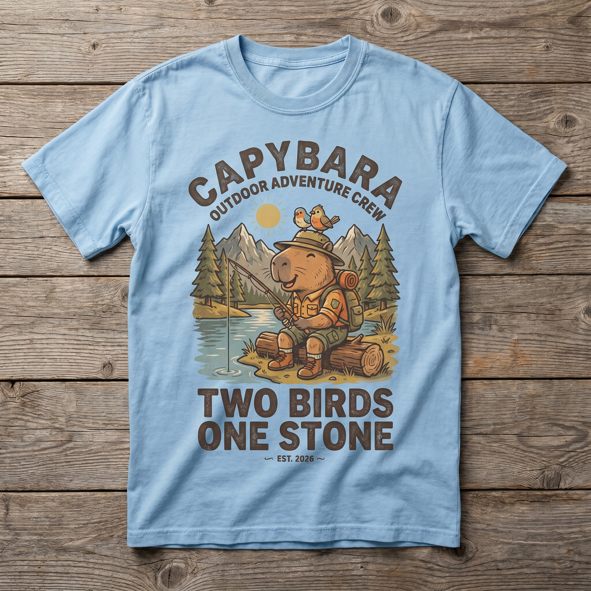 Two Birds One Stone Tee - Light Blue