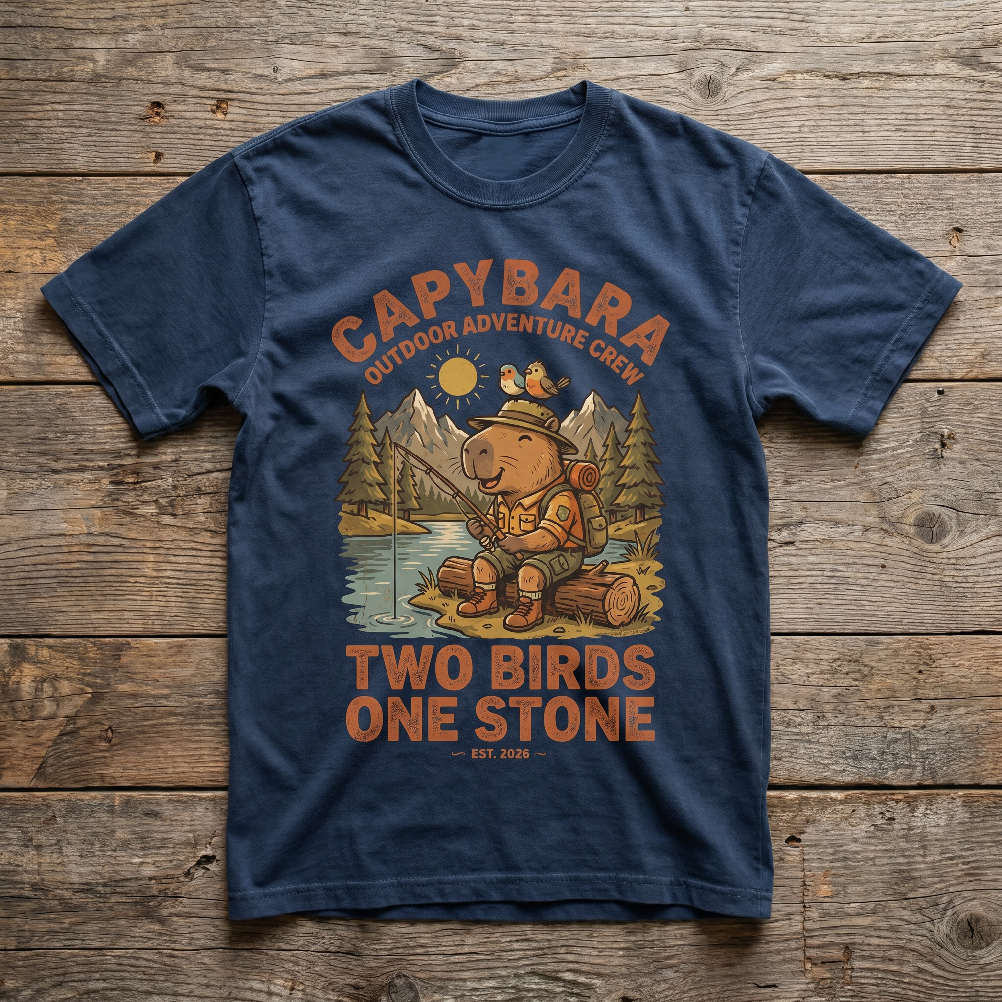 Two Birds One Stone Tee - Navy
