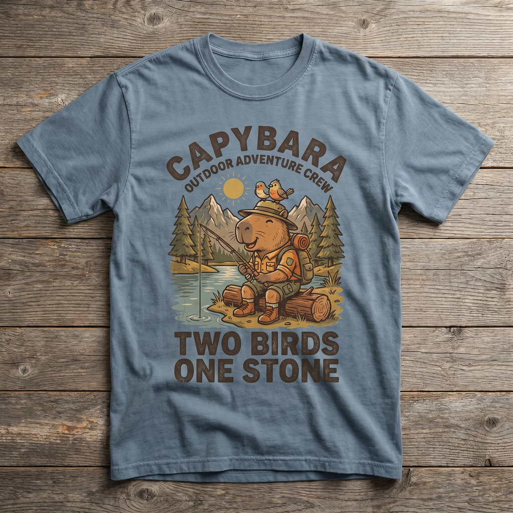 Two Birds One Stone Tee - Stone Blue