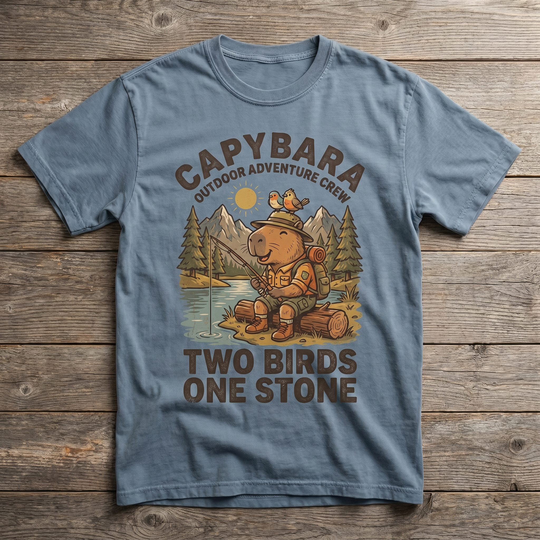 Two Birds One Stone Tee - Stone Blue