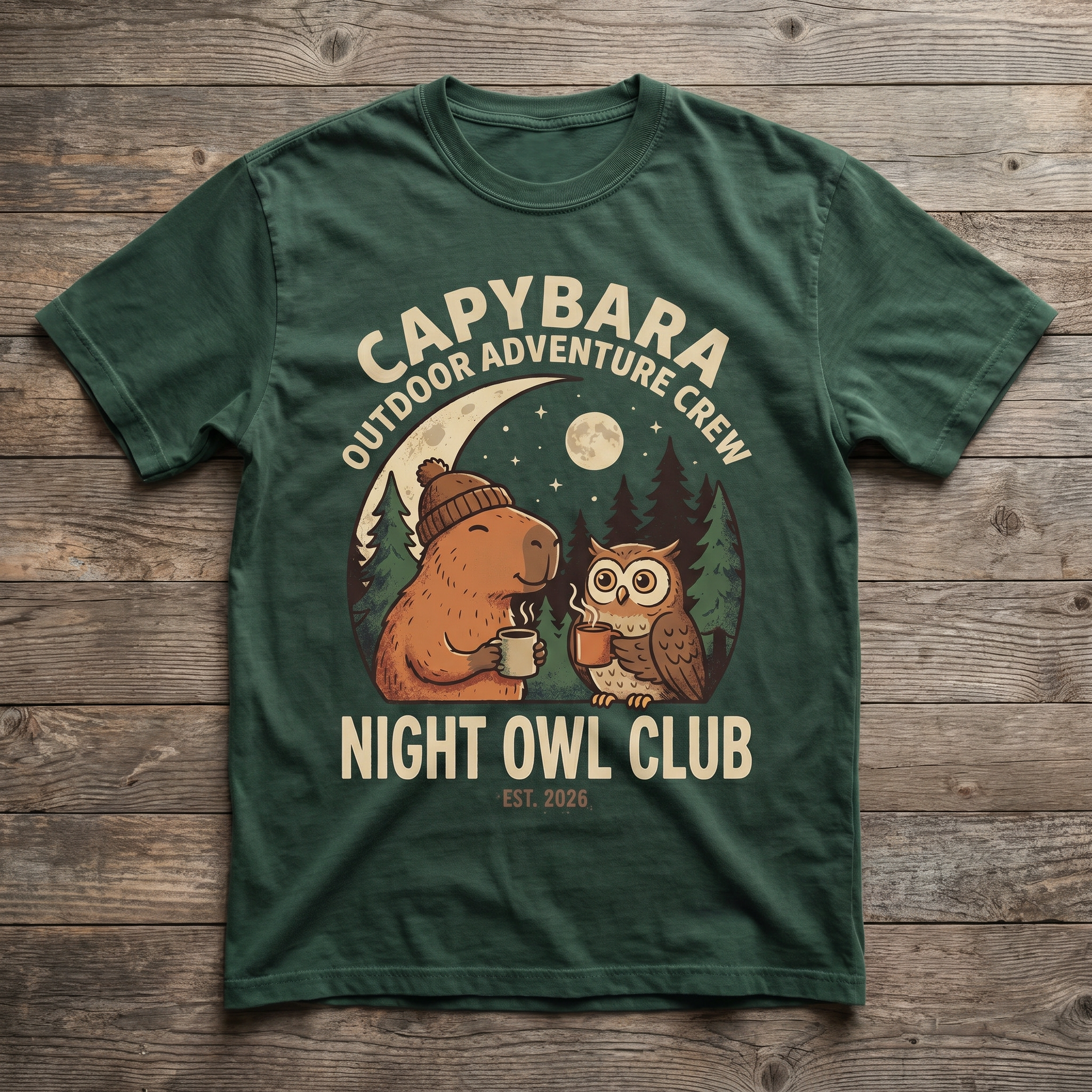 Night Owl Club Tee - Forest Green