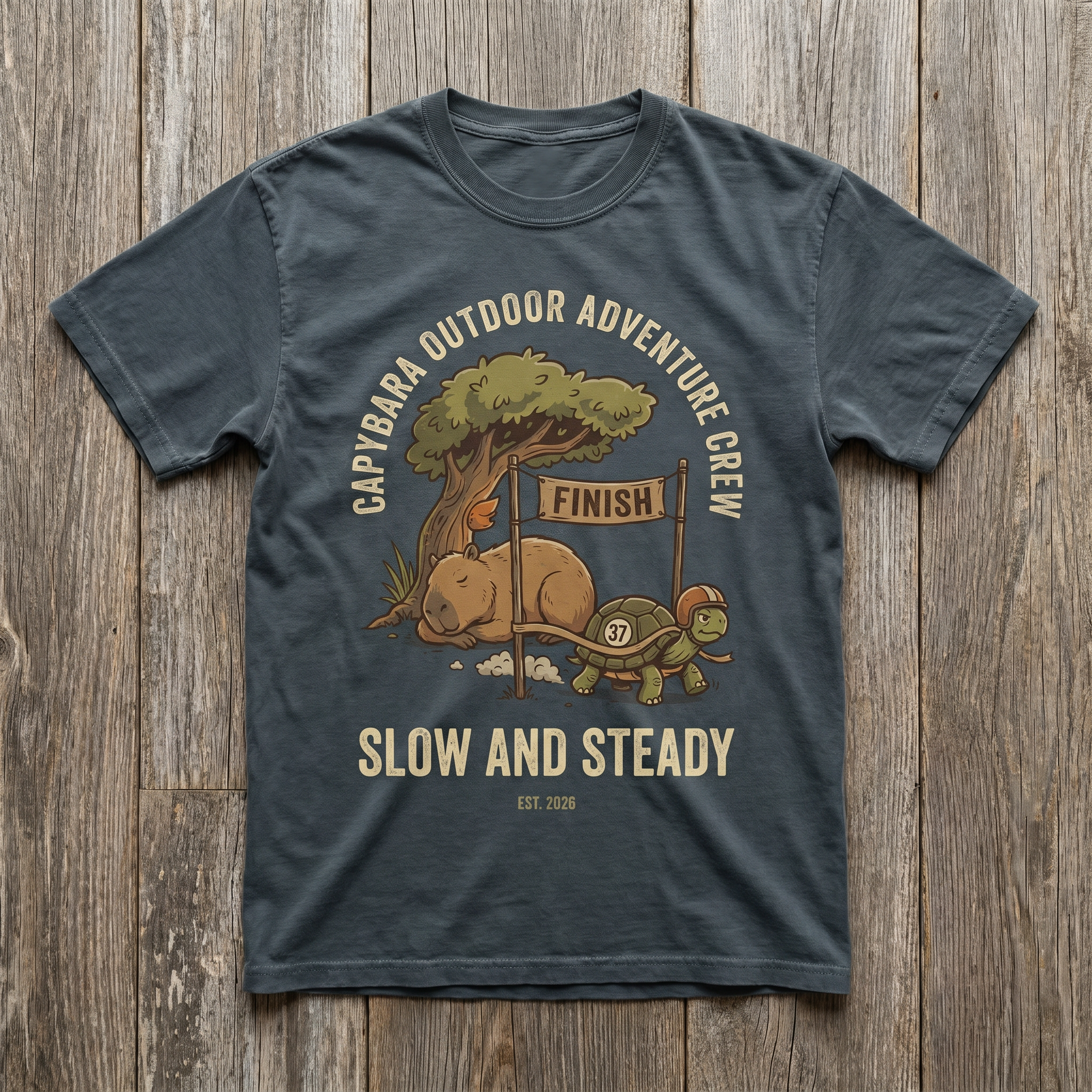 Slow And Steady Tee - Charcoal