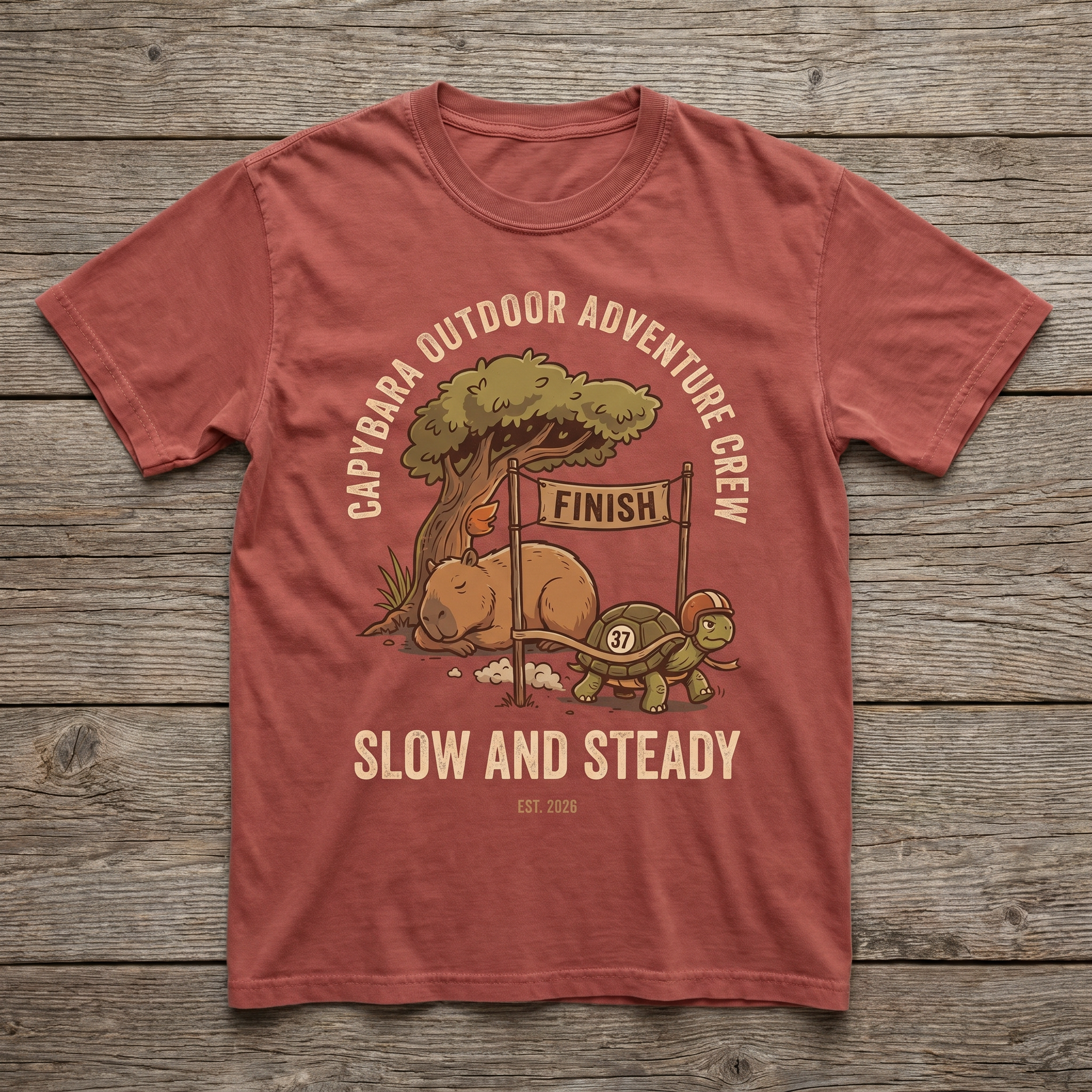 Slow And Steady Tee - Heather Red