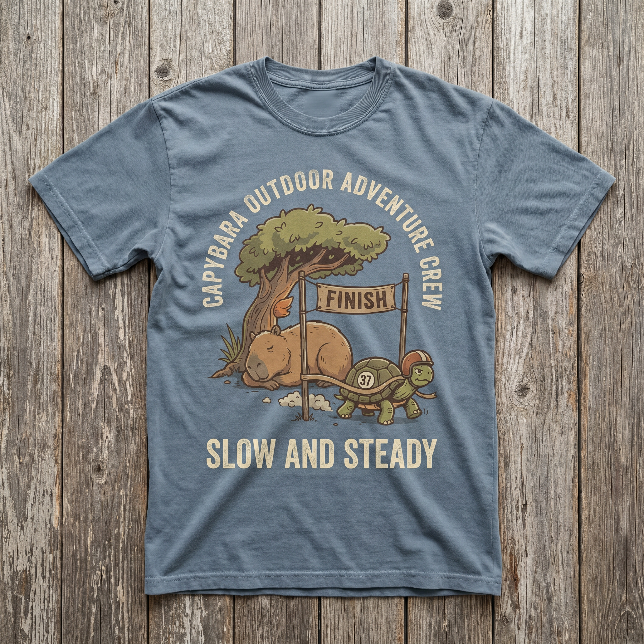 Slow And Steady Tee - Stone Blue