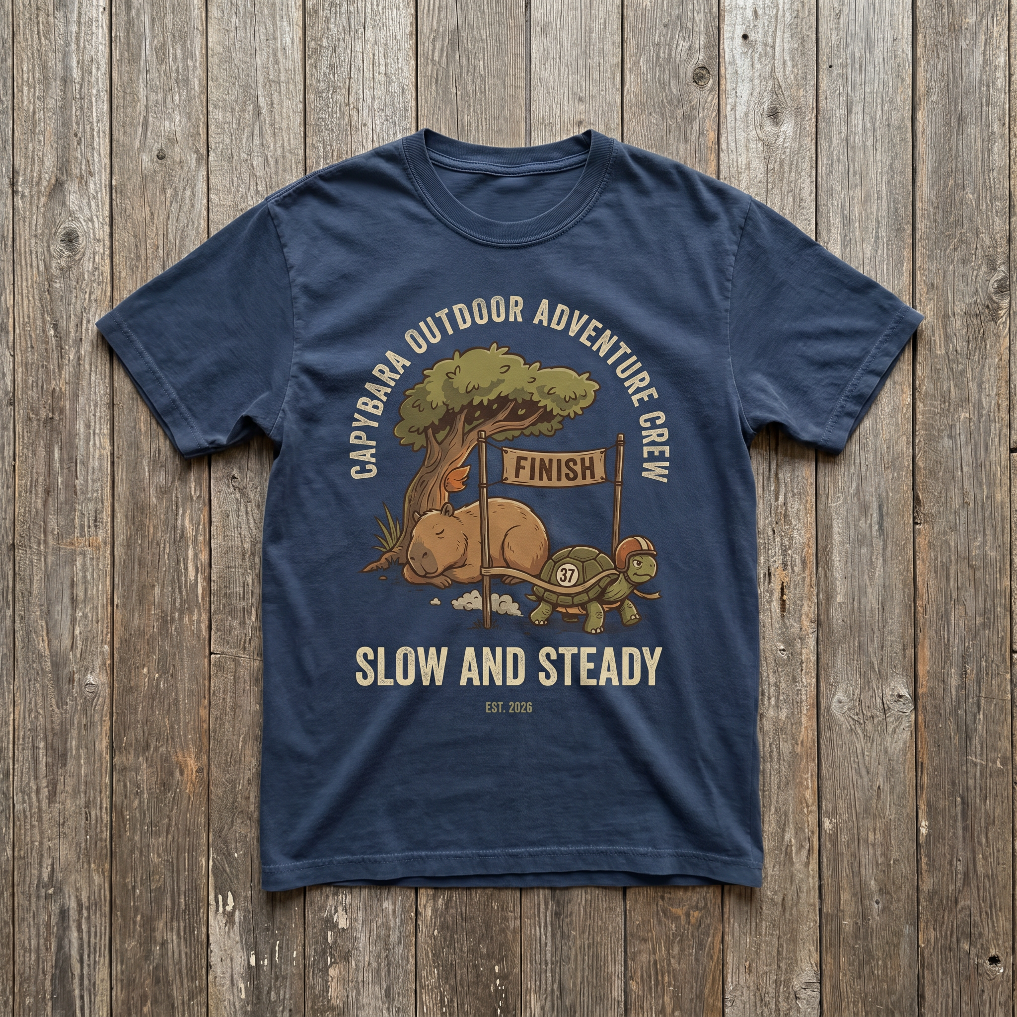 Slow And Steady Tee - Navy
